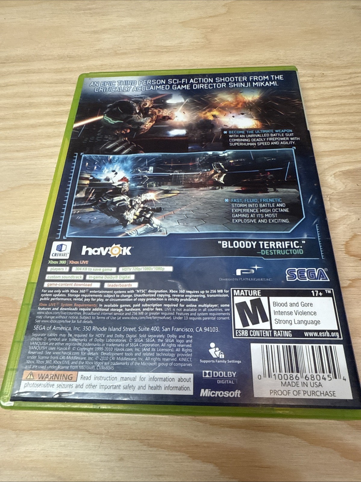 Vanquish (Microsoft Xbox 360, 2010) CIB Verified Working – w/ Fast Shipping