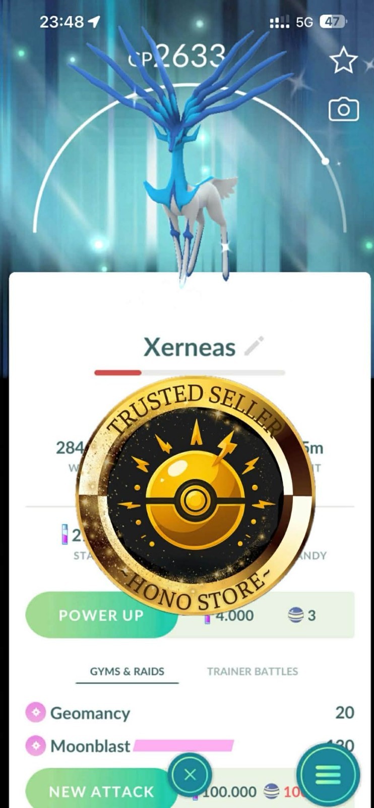 Pokémon G0 – ✨ Shiny Xerneas leve 50 -3 move BG GO Tour: Kalos