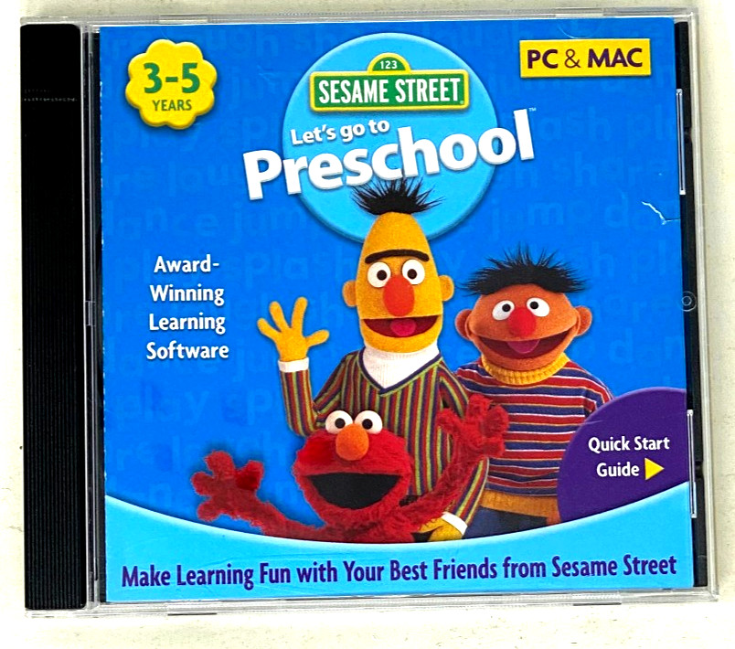 SESAME STREET Let’s Go To Preschool 3-5 Years (PC & MAC, 2008) FREE SHIPPING!