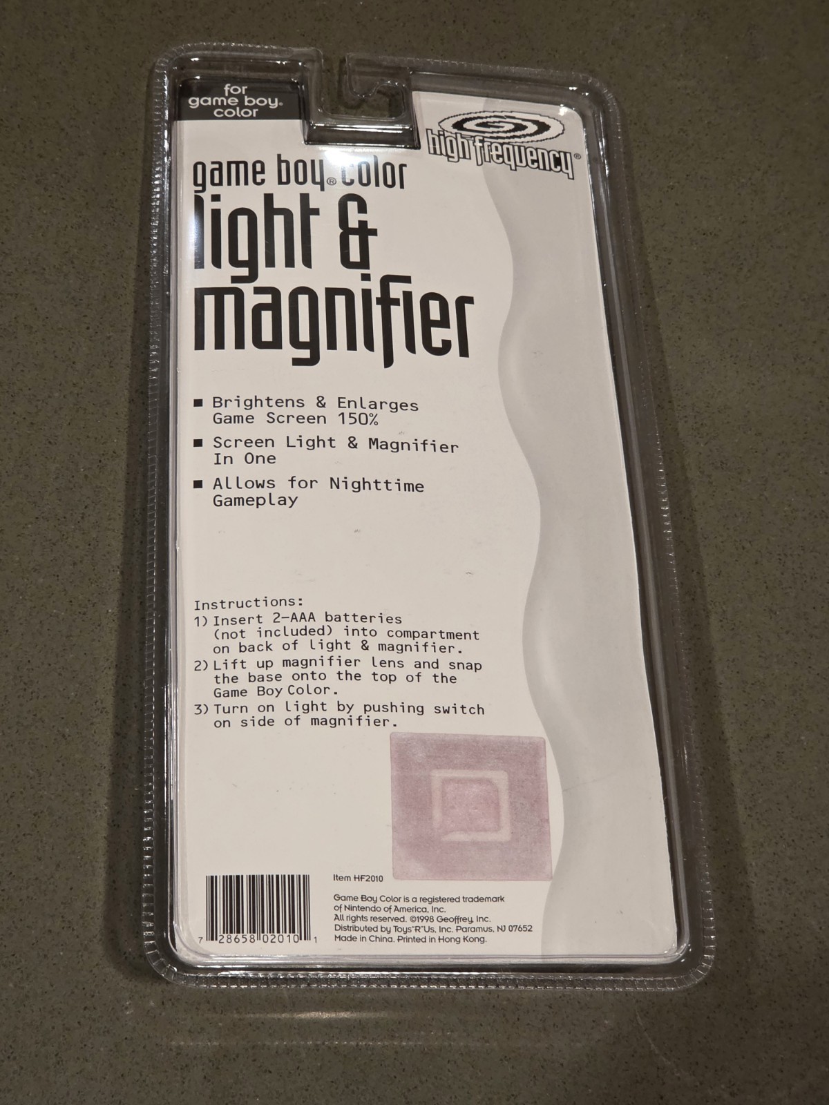 NOS High Frequency GameBoy Color Light And Magnifier Atomic Purple 1998 ToysRus