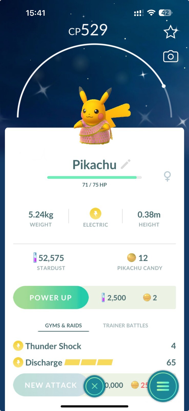 Shiny Pikachu wearing saree costume – Trade 20kstardust – – Read Description