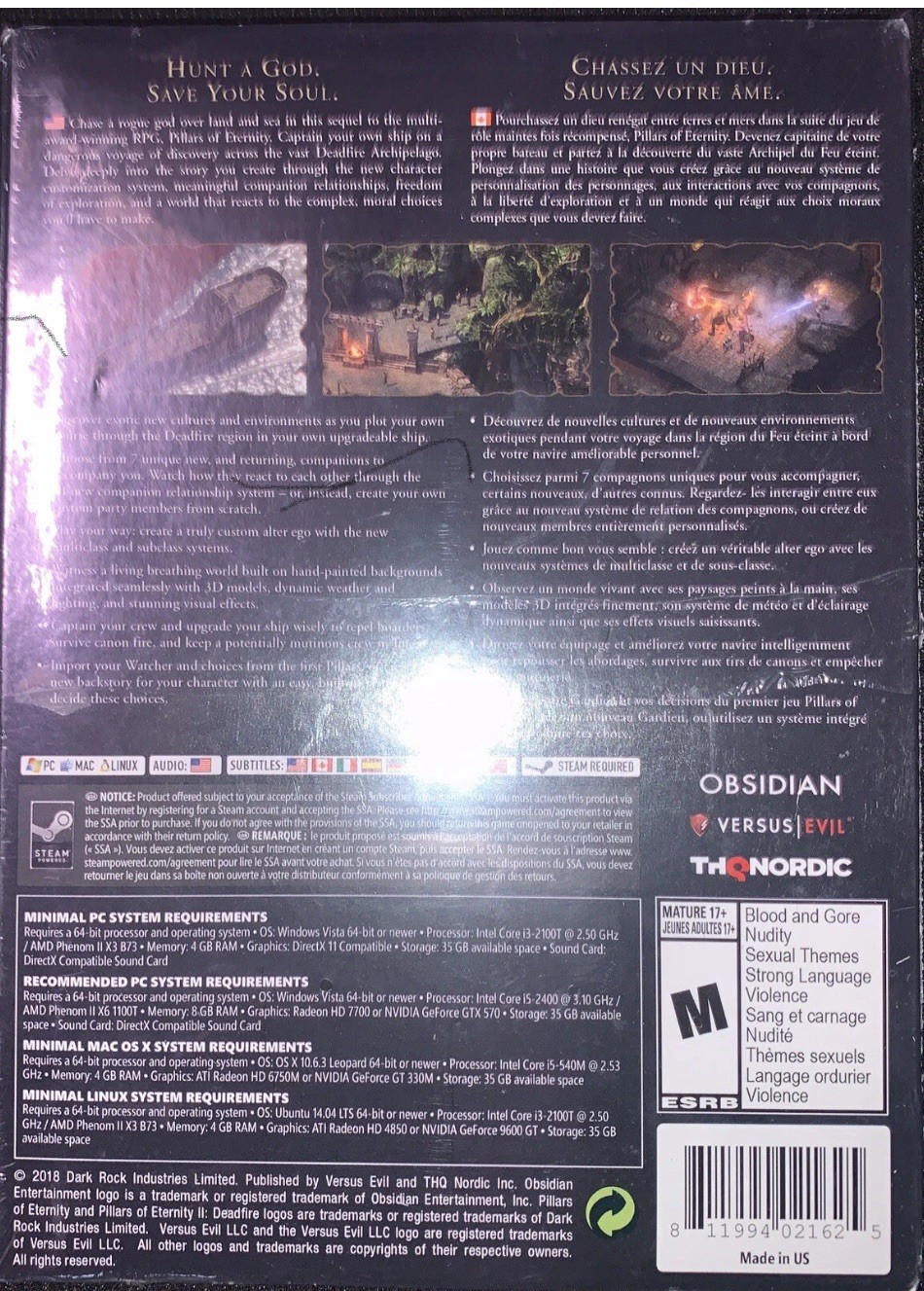 Pillars of Eternity II Deadfire PC Game Brand New Sealed