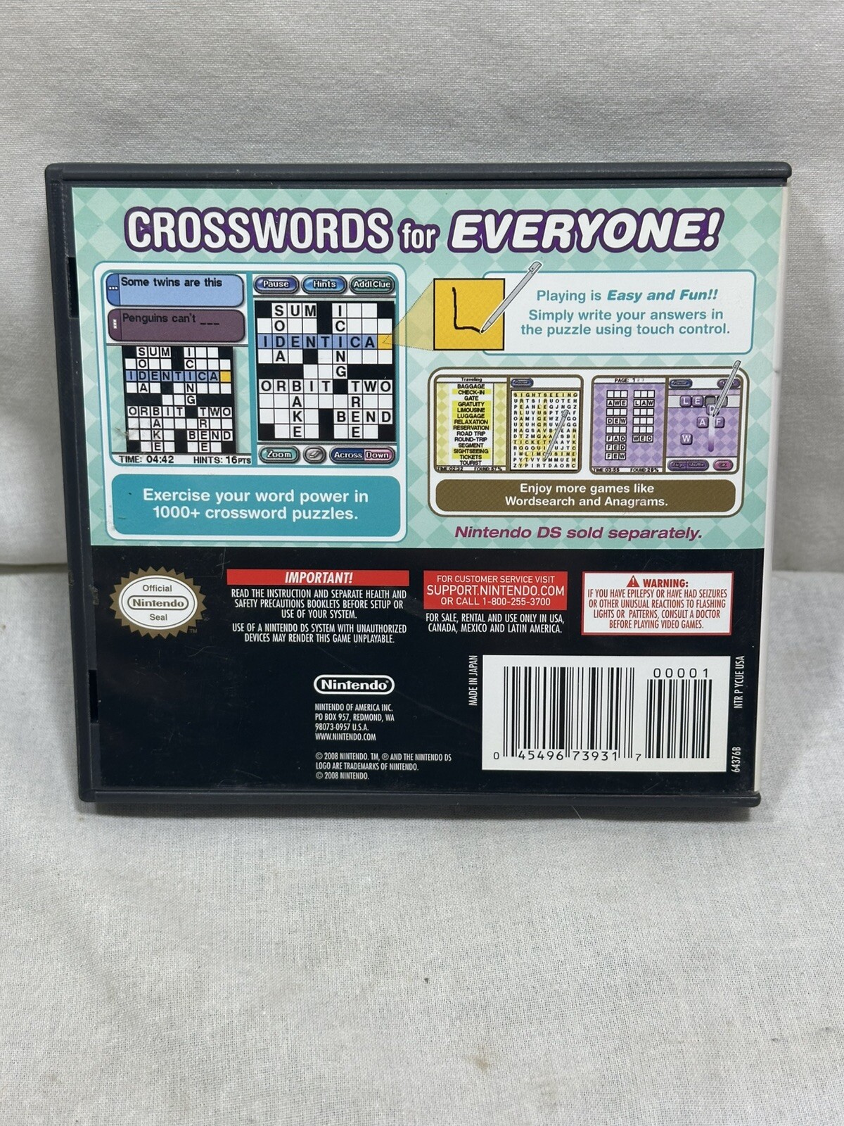 Crosswords DS (Nintendo DS, 2008) Complete and Tested