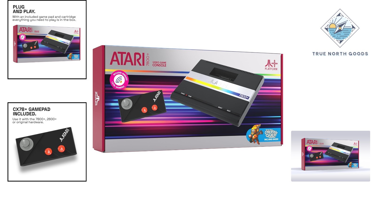 Retro Atari 7800+ Console with Wireless Controller & Crystal Quest – HDMI Ready