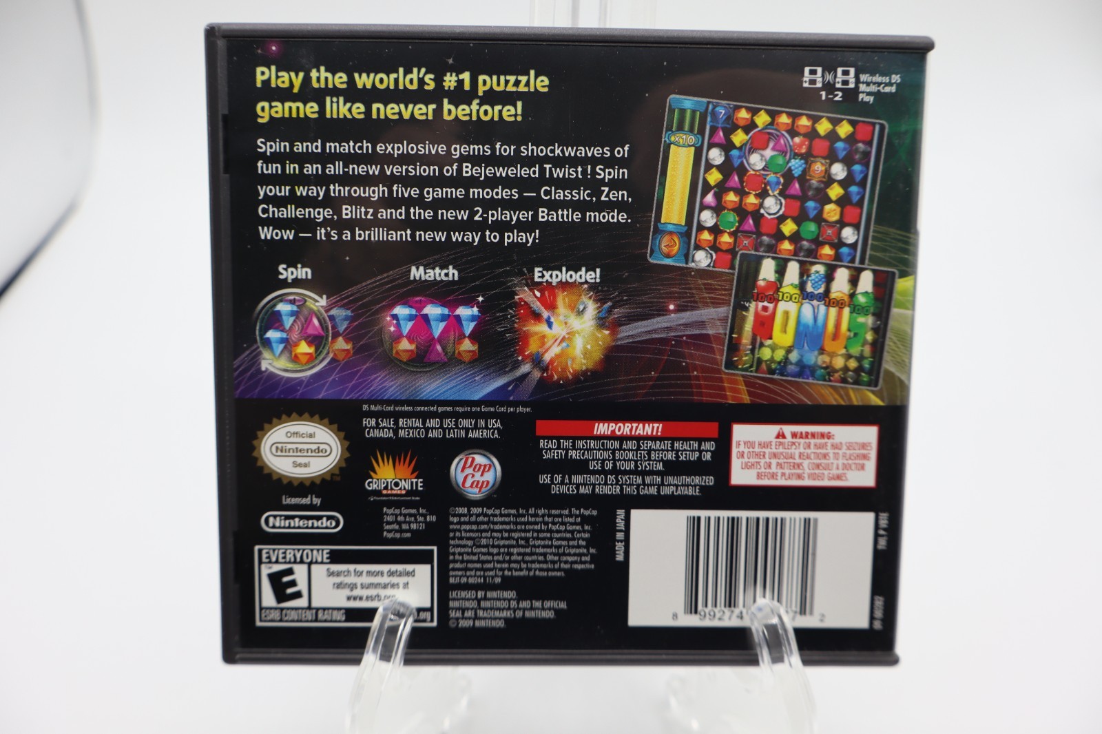 Bejeweled Twist (Nintendo DS, 2010) – Complete w/ Manual & Slip Cover, Tested