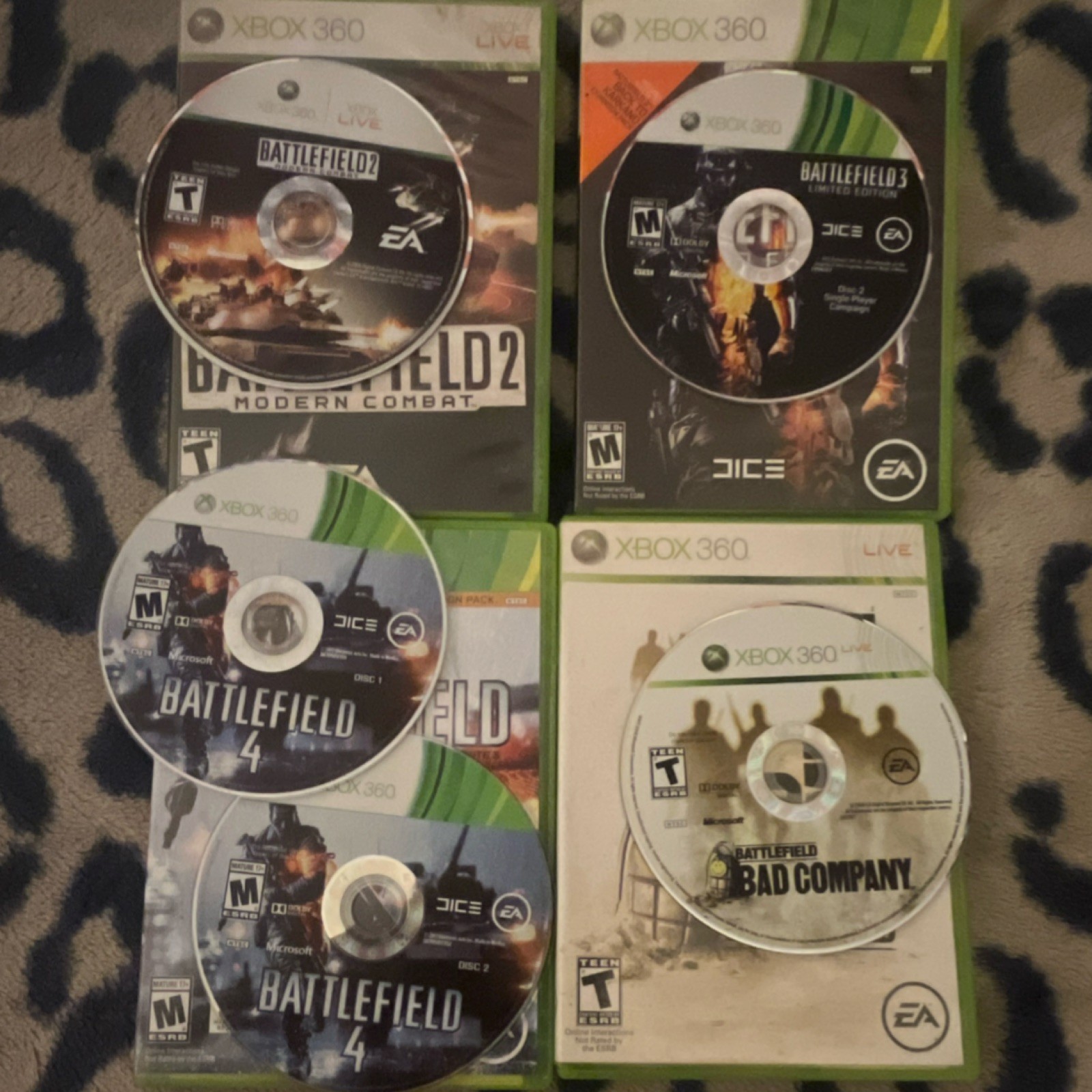 EA Battlefield Xbox 360 Game Lot 4 Titles Cases & Discs Included