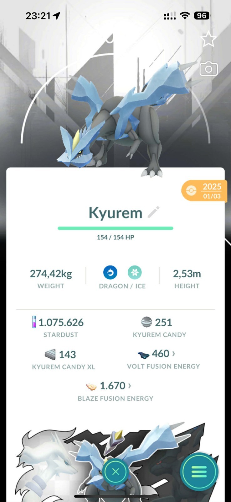 Pokemon G0 – combo 4 non shiny Background GoTour – reshiram – 2 kyurem – zekrom