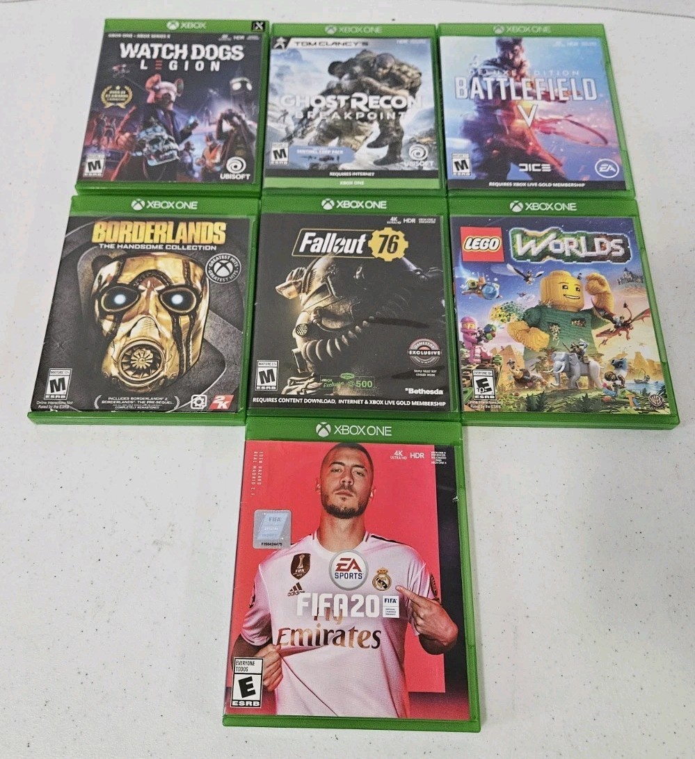 Lot of 7 Popular Microsoft Xbox One Games Watch Dogs Fallout Borderlands Lego