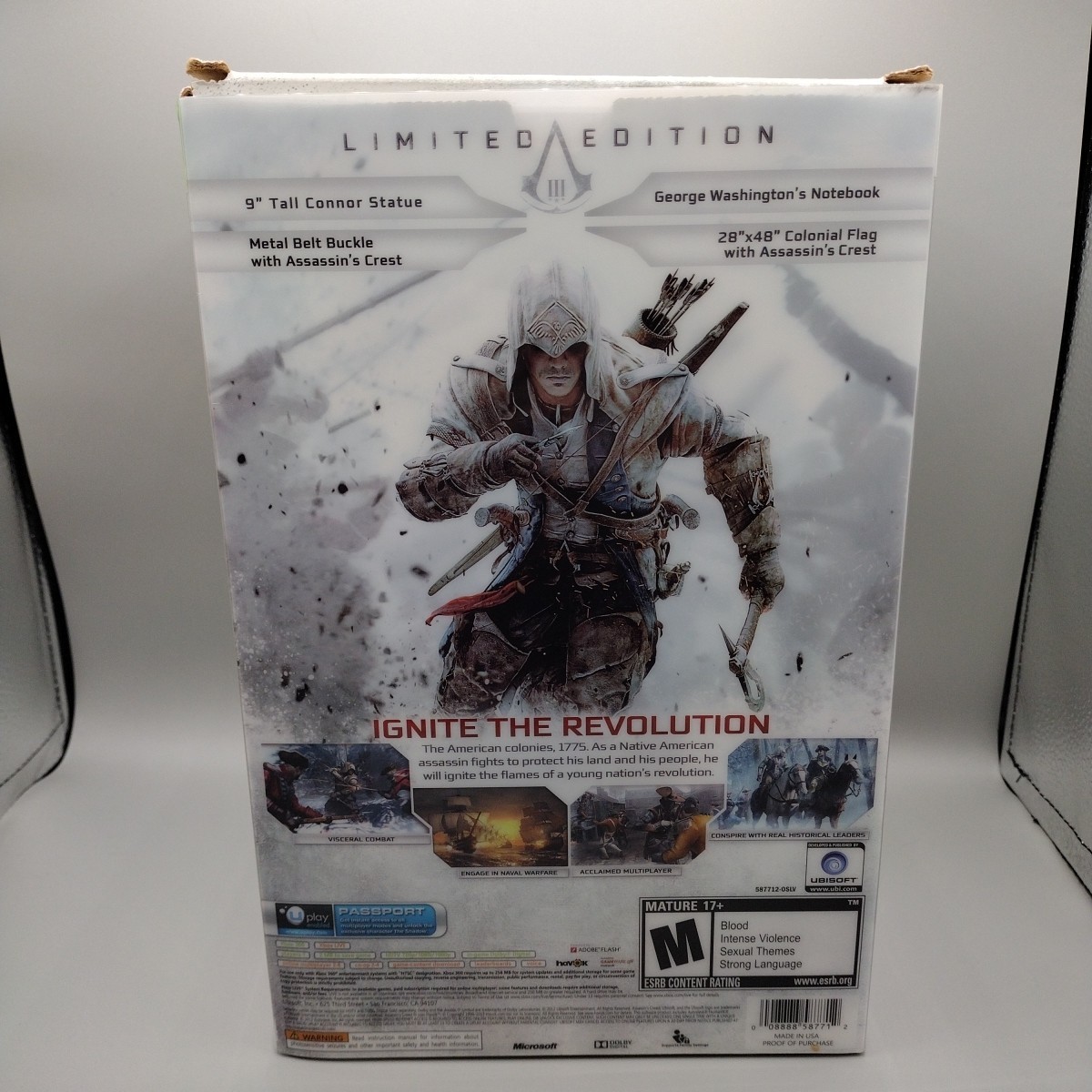 Assassins Creed 3 III Limited Edition Xbox 360 Complete Statue Flag Belt Buckle