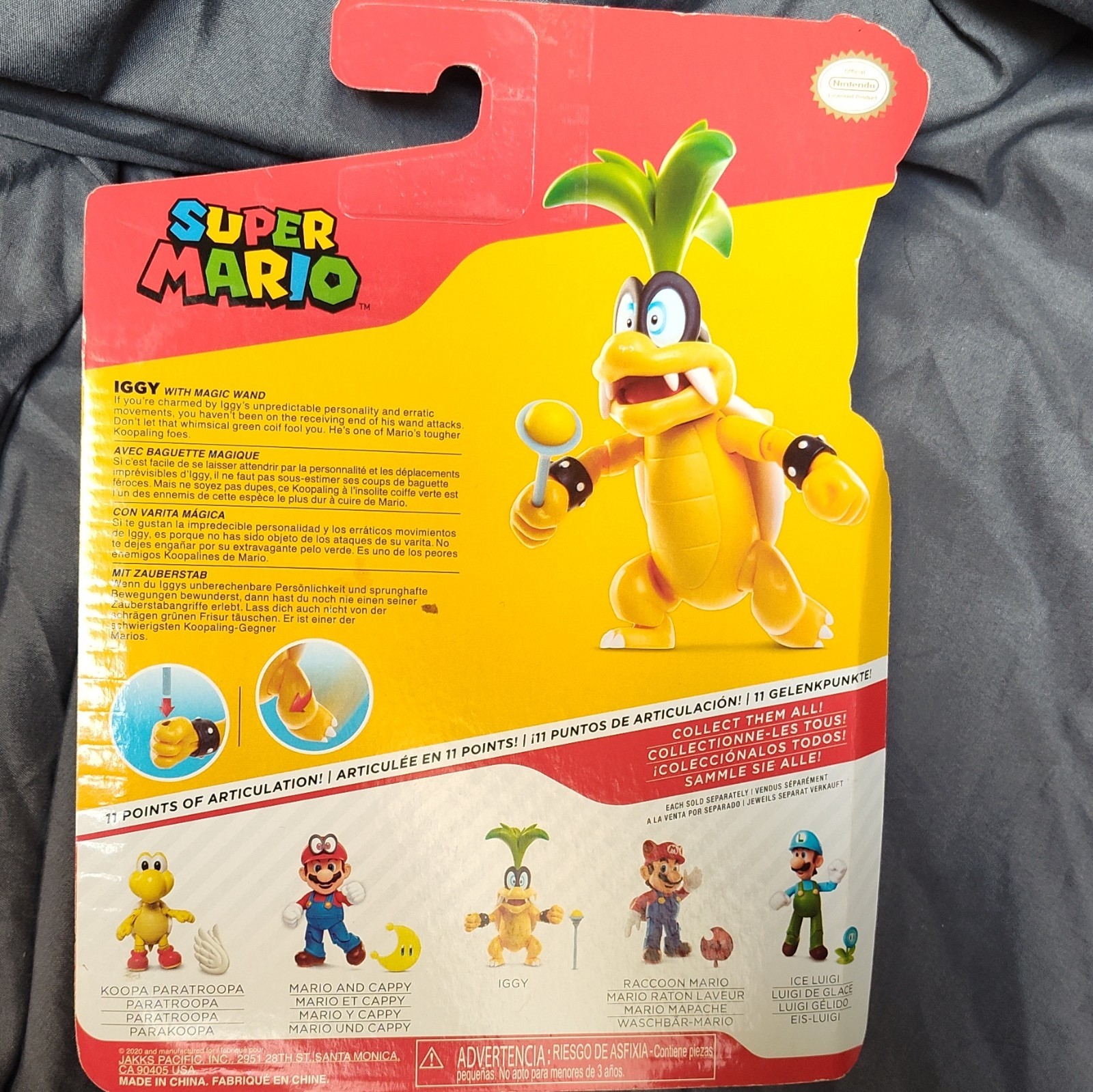 Jakks Pacific Super Mario Iggy World of Nintendo Figure w/ Magic Wand 2018
