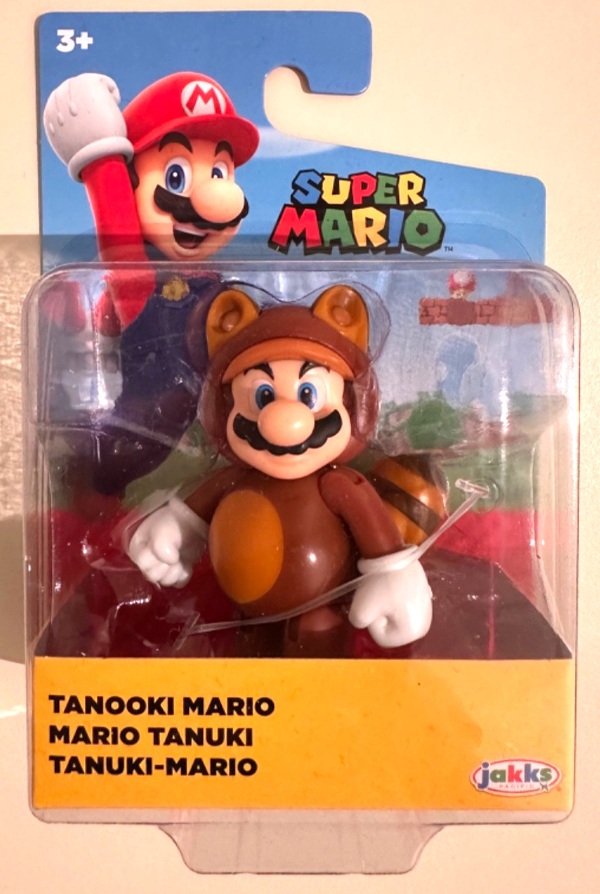 NIB Jakks Pacific Super Mario – Tanooki Mario 2 1/2″ Figure Mini Toy