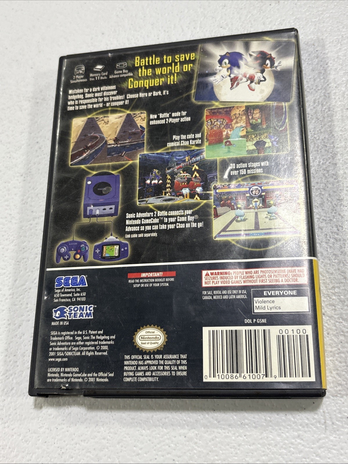 Sonic Adventure 2 Battle Nintendo GameCube Case Only No Game