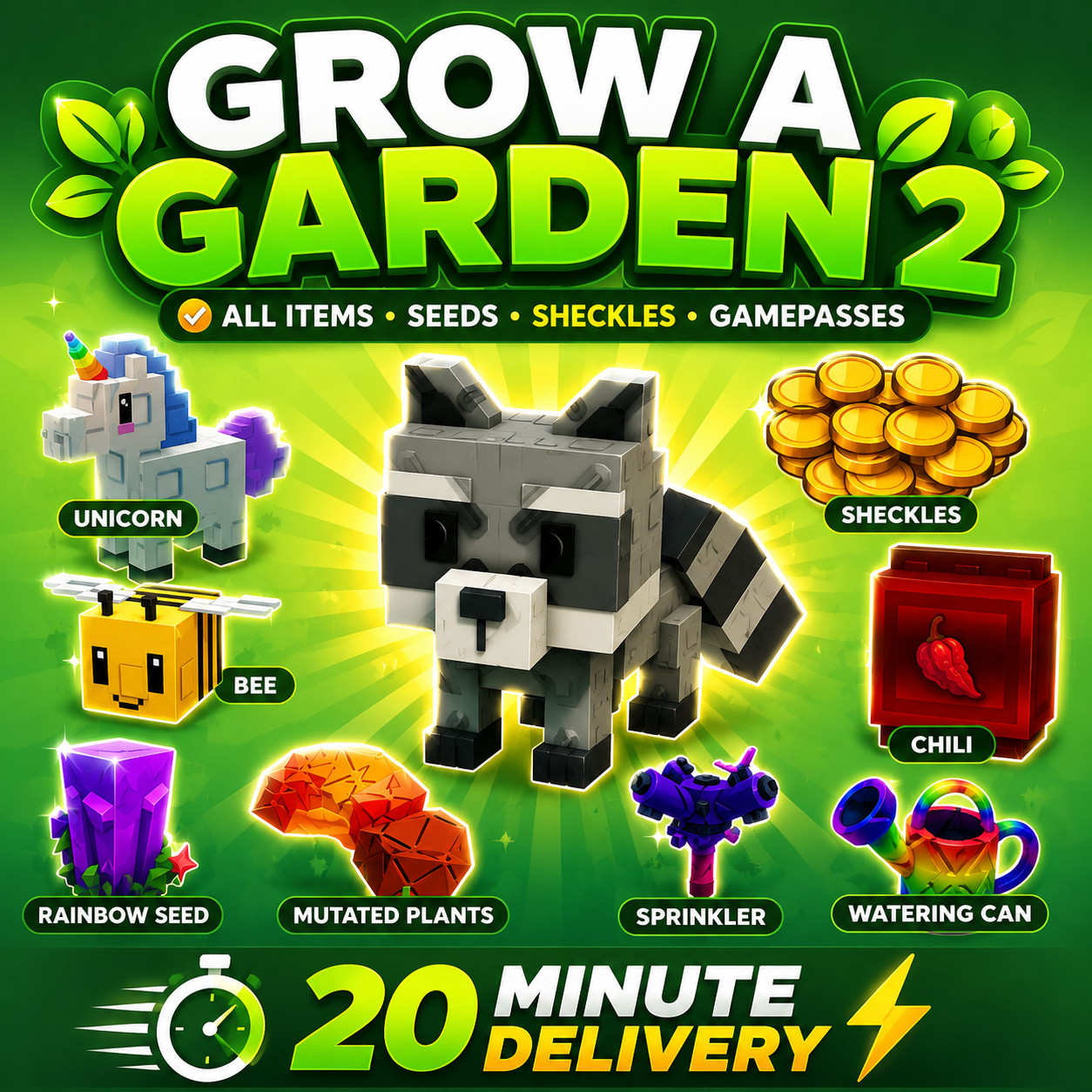 🪴Grow a Garden 2 | All Items, Seeds, Sheckles, Gamepass | 20 Minute delivery