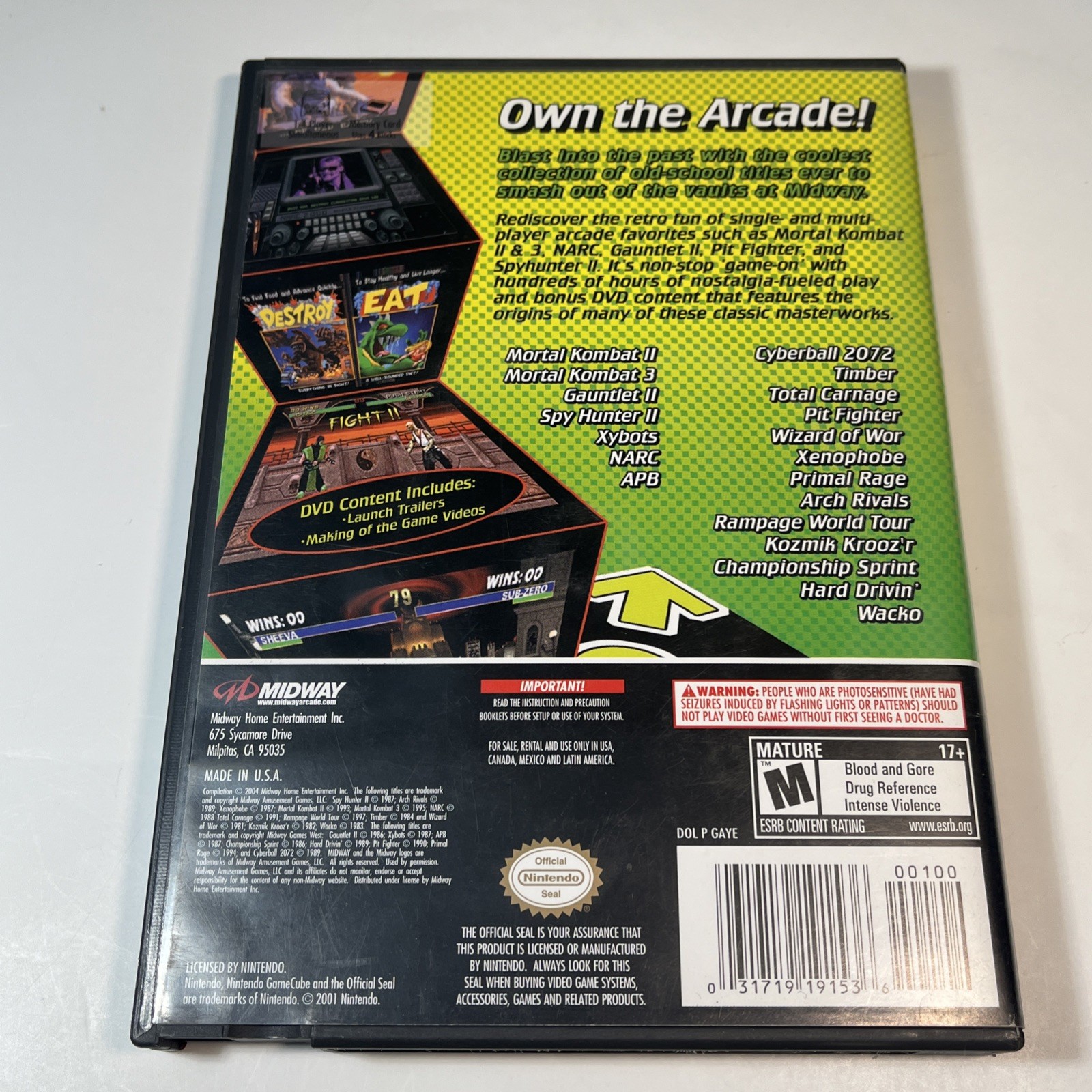 Midway Arcade Treasures 2 (Nintendo GameCube, 2004) CIB Complete w Manual Tested