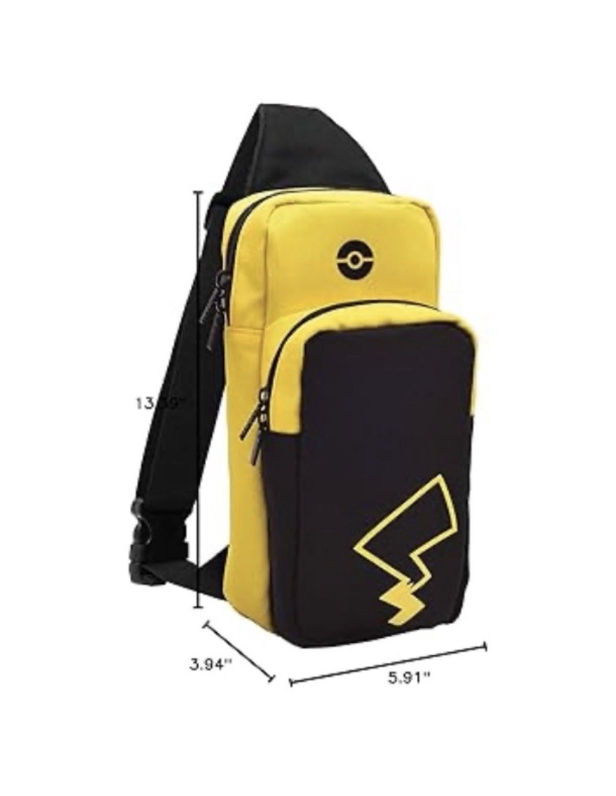 Pokemon Pikachu Themed Nintendo Switch Crossbody Carrying Case Black Yellow