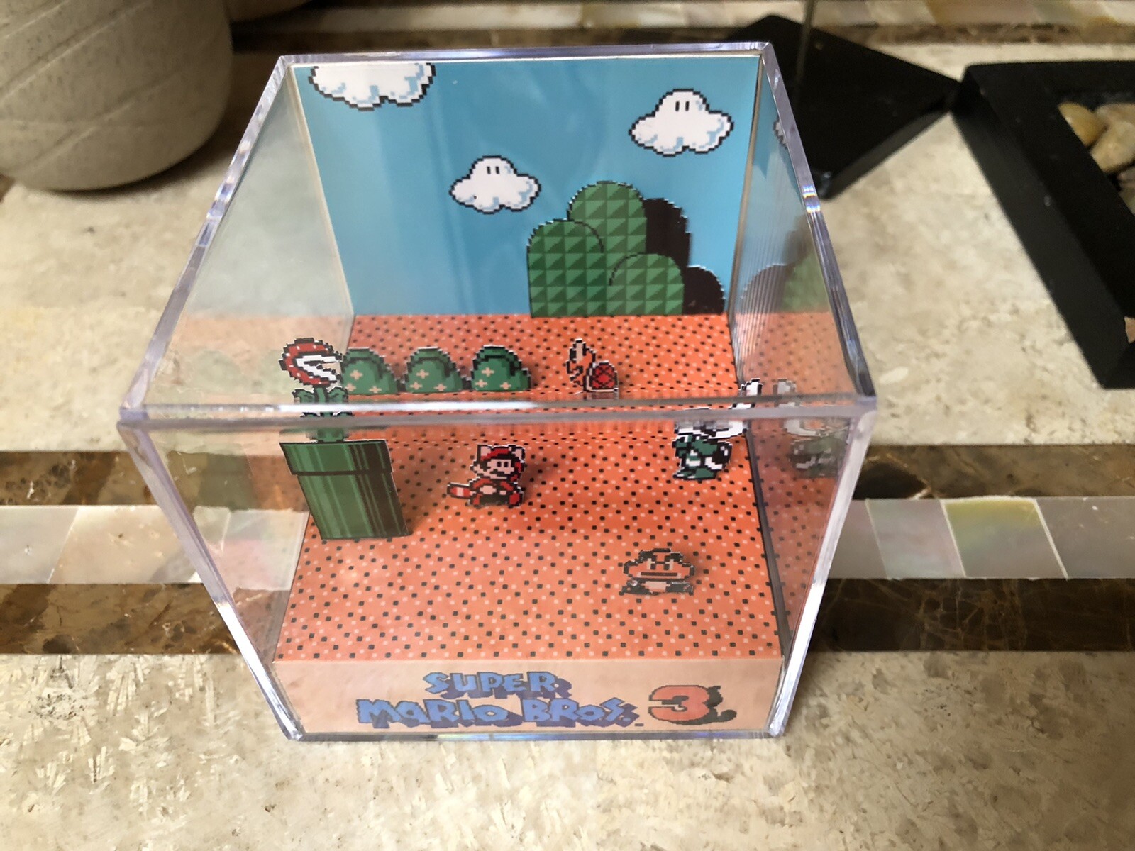 Super Mario Bros 3 Nintendo NES 3D Cube Handmade Diorama Shadowbox
