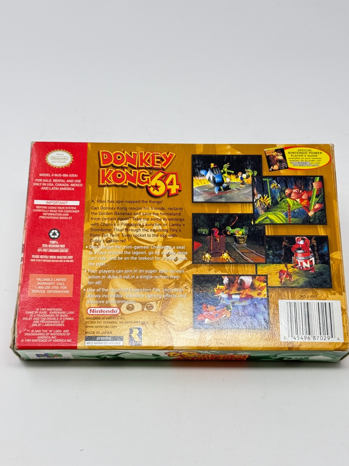 Donkey Kong 64 Game box inserts jumper pack noEX pack Excellent