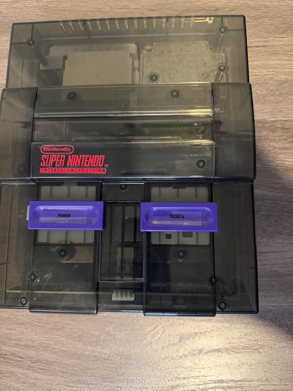 Super Nintendo Console Black Clear Custom Case Reshell, Controller and Cables