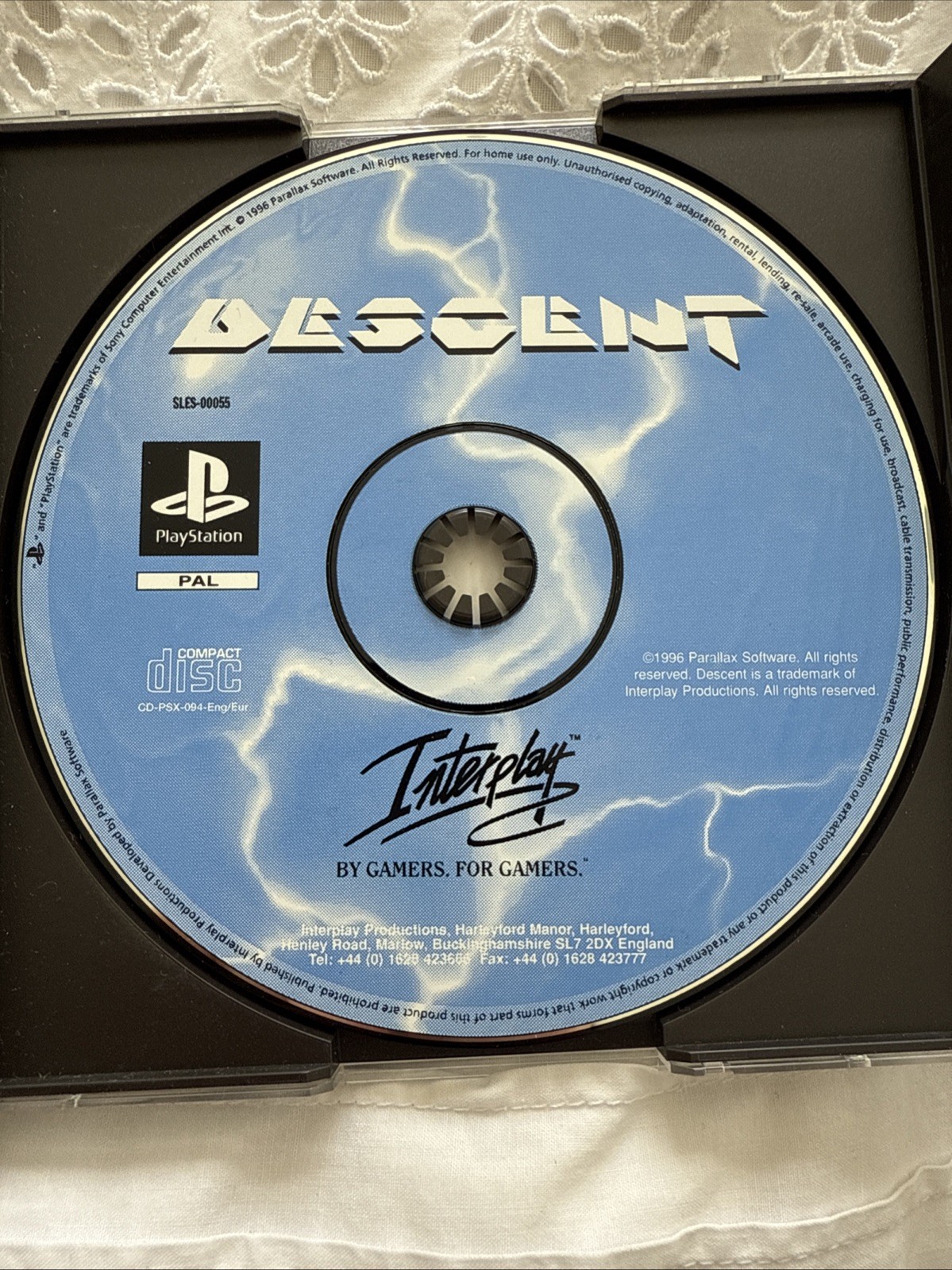 1996 Interplay Productions Descent PS1 PlayStation Game + Manual