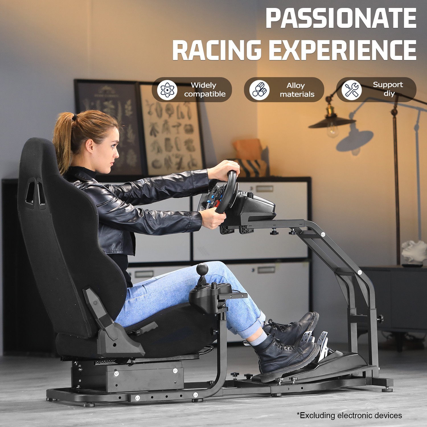 Marada Racing Simulator Cockpit G29 Wheel Stand With Seat Fit Logitech G920 G923