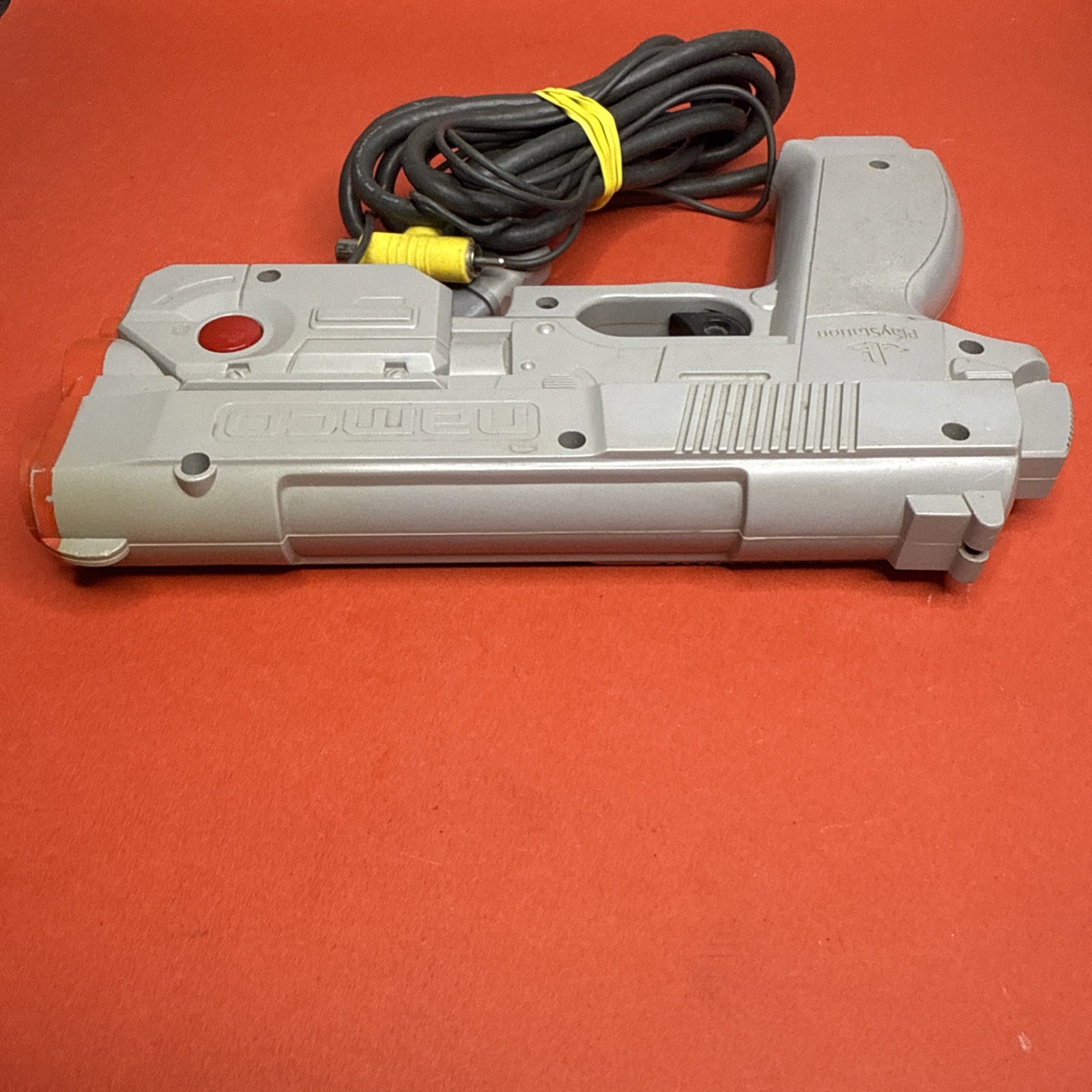 Namco GunCon Light Gun NPC-103 PlayStation PS1 1996 Gray w/ Y-Cable Adapter (B)
