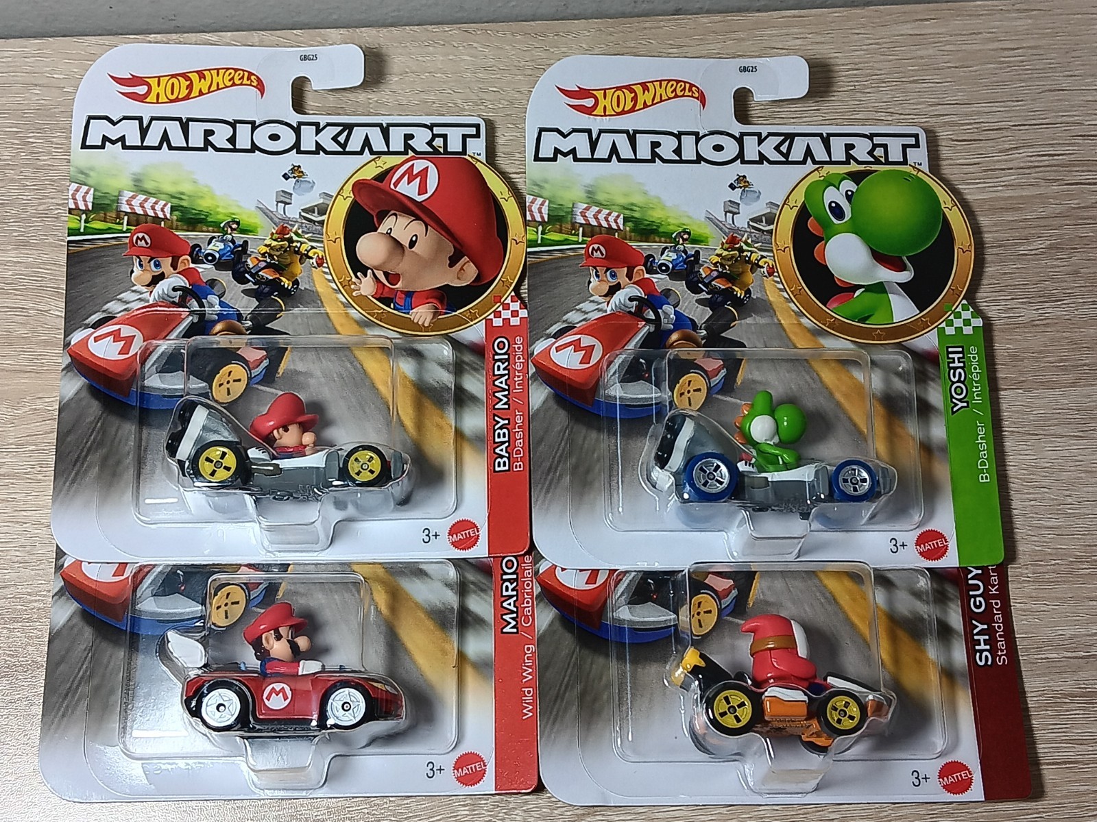 *FREE SHIP* 4-PK BABY SUPER MARIO Kart Hot Wheels Yoshi Shy Guy Wild Wing B-Dash