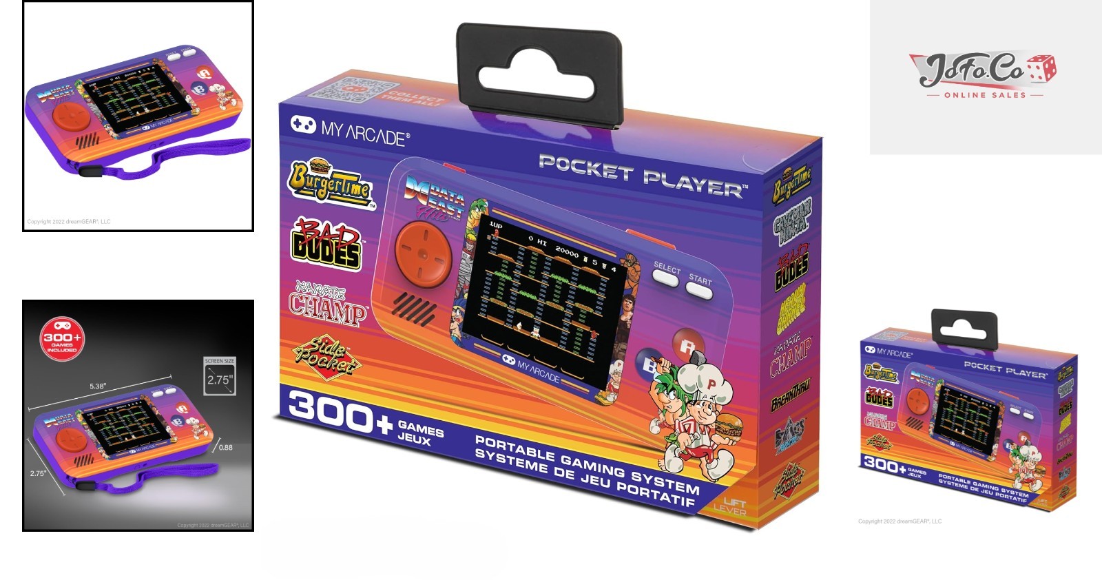 Retro Pocket Player by Data East: 308 Games, Built-In Speakers & Lanyard