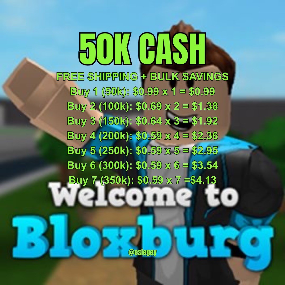Welcome to Bloxburg | 50,000 Cash (50k) *Cheap, Easy, & Fast