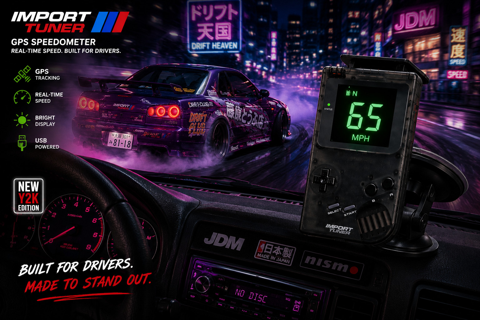 Custom Game Boy Speedometer – GPS-Tracked, USB-Powered | JDM TUNER MUST HAVE |