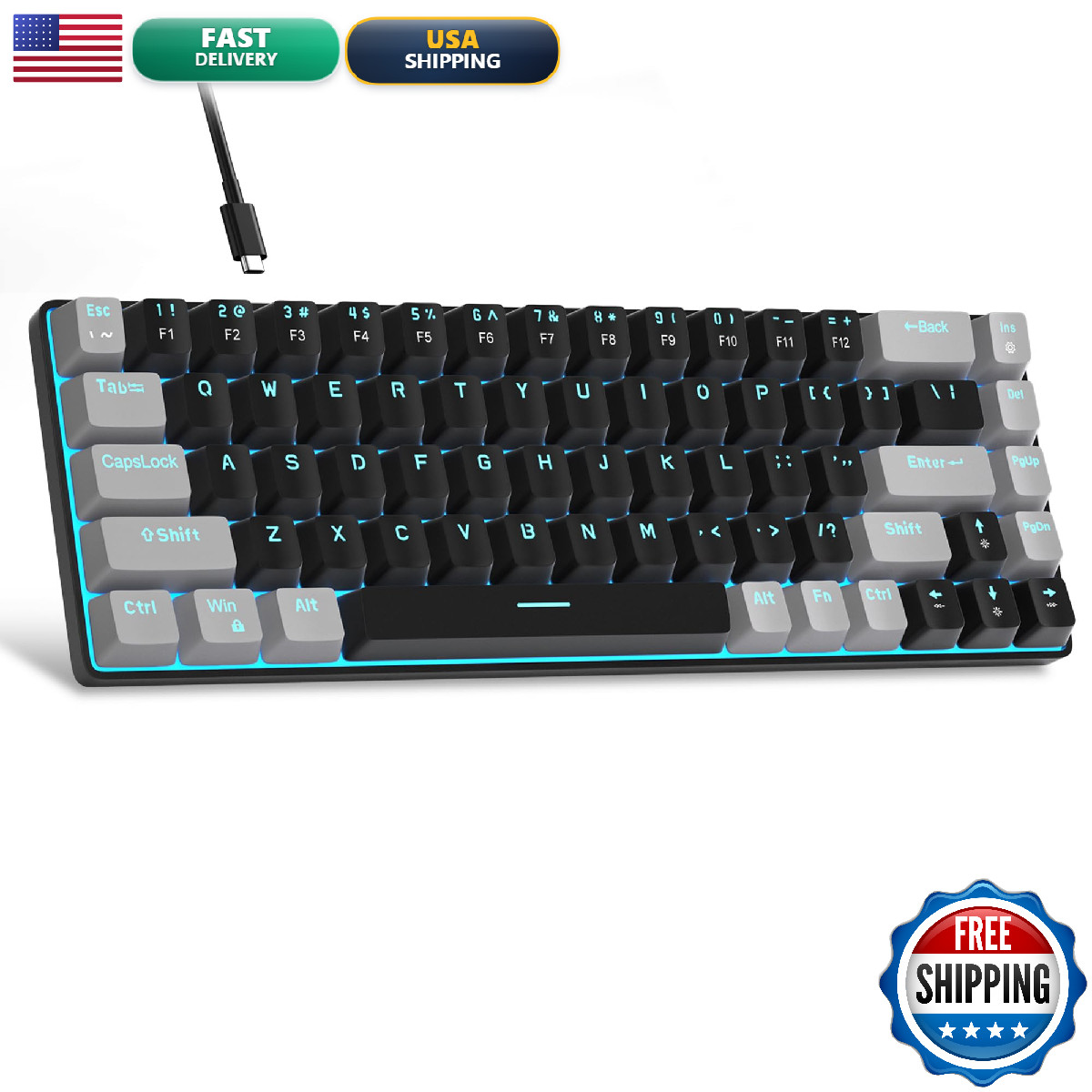 Magegee Portable 60 Mechanical Gaming Keyboard Mk-Box Led Backlit Compact 68