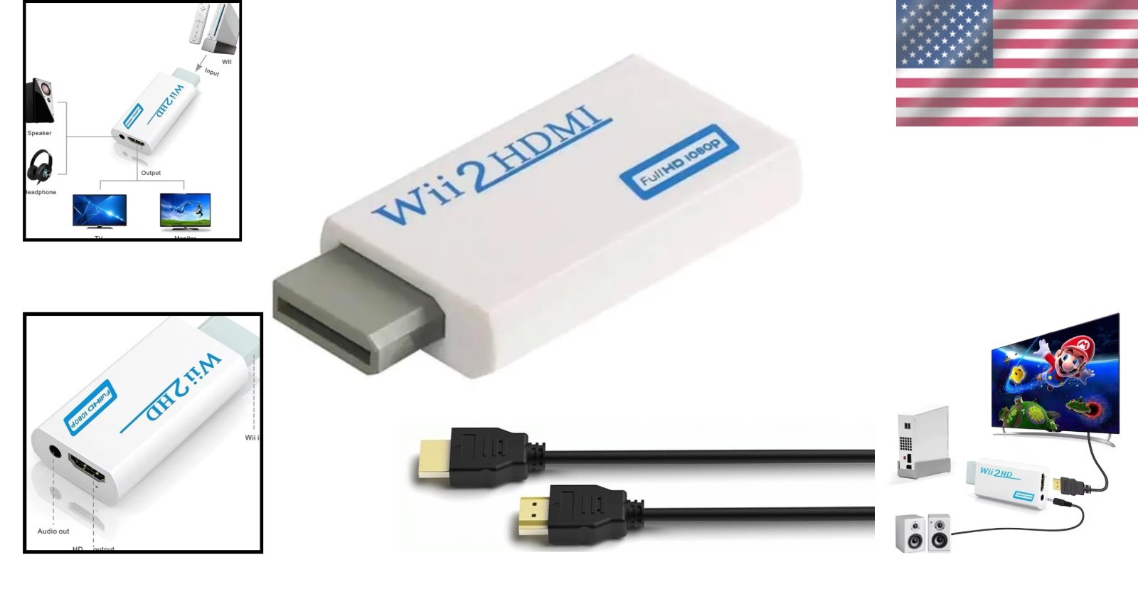 Wii to HDMI Adapter with 3.5mm Audio – Connect Your Wii U Easily to Modern TVs