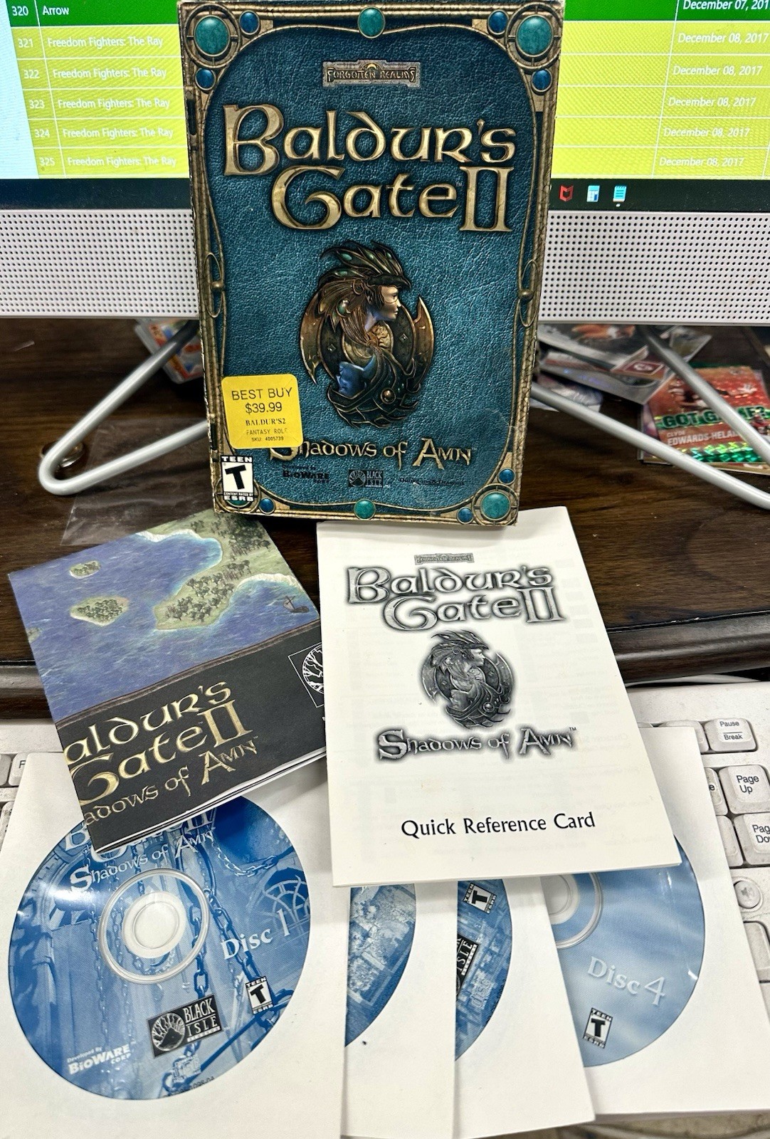 Baldur’s Gate II Shadows of Amn (Windows PC CD, 2000) Complete 4 Disc Set in Box