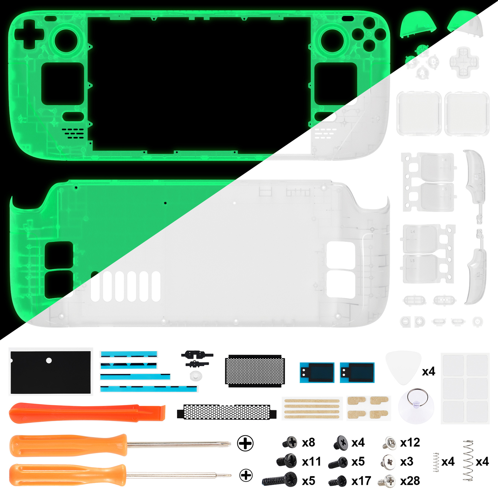 Replacement DIY Full Set Shell Buttons for Steam Deck LCD Handheld Console Green