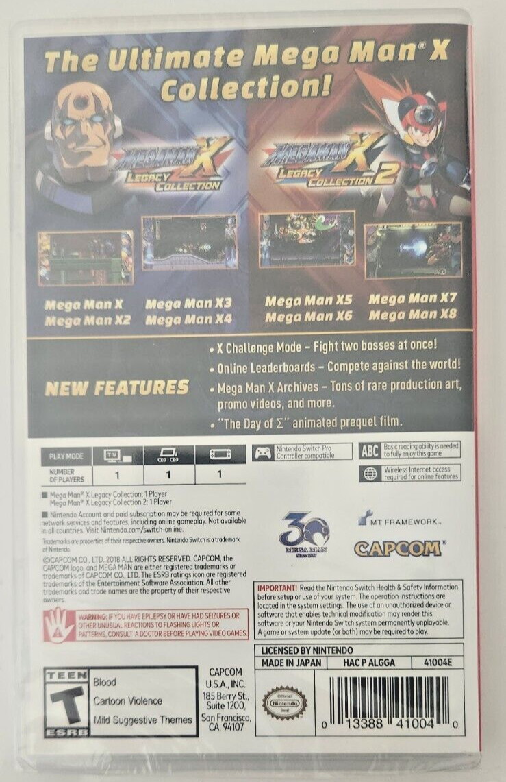 Mega Man X Legacy Collection 1 + 2 Switch Brand New Game (2018)