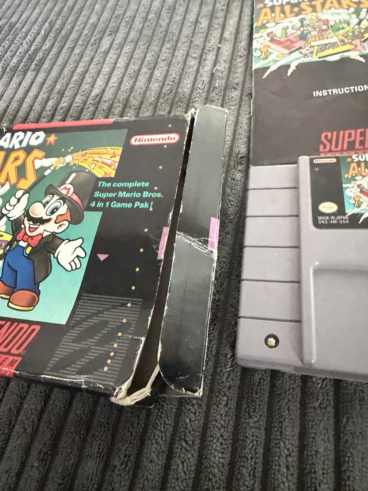 Super Mario All-Stars Super Nintendo SNES (1993) Excellent Manual Fair Box Test!