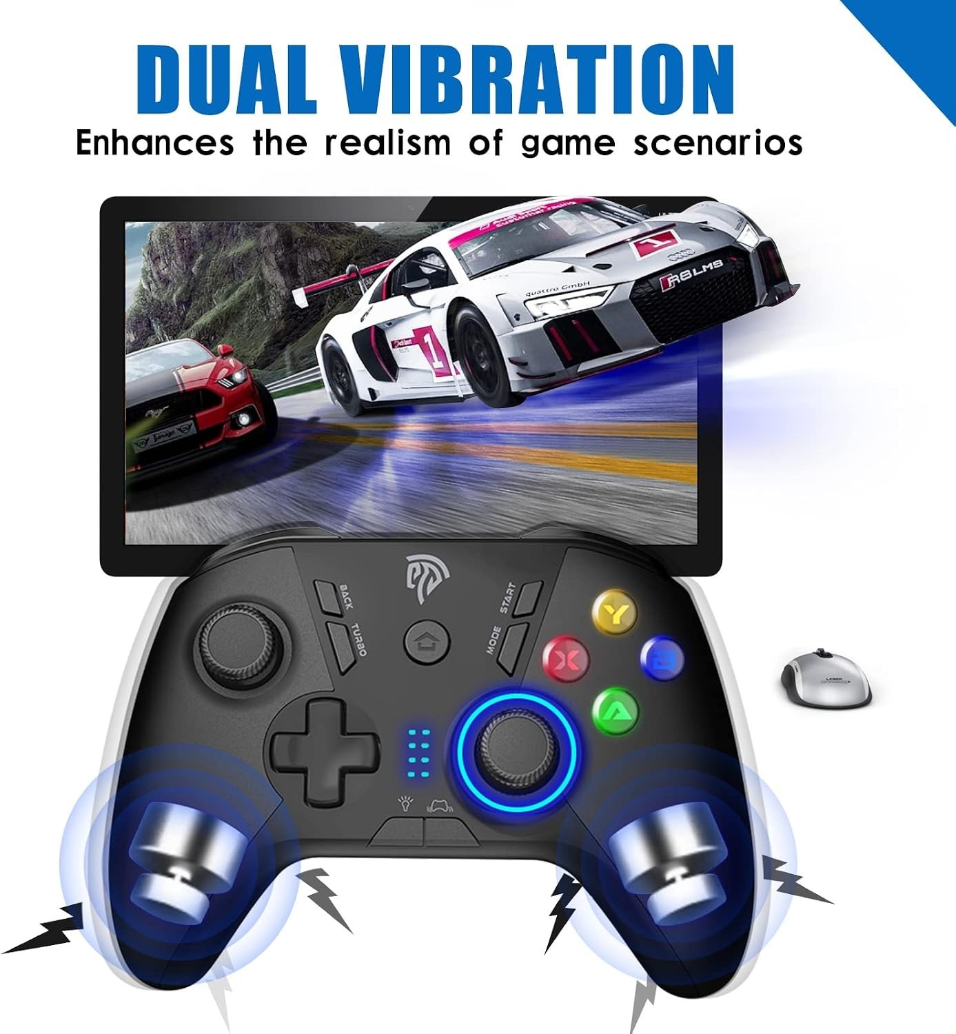 EasySMX ESM-9110 Wireless 2.4Ghz Gaming Controller RGB PC Steam Deck PS3 Android