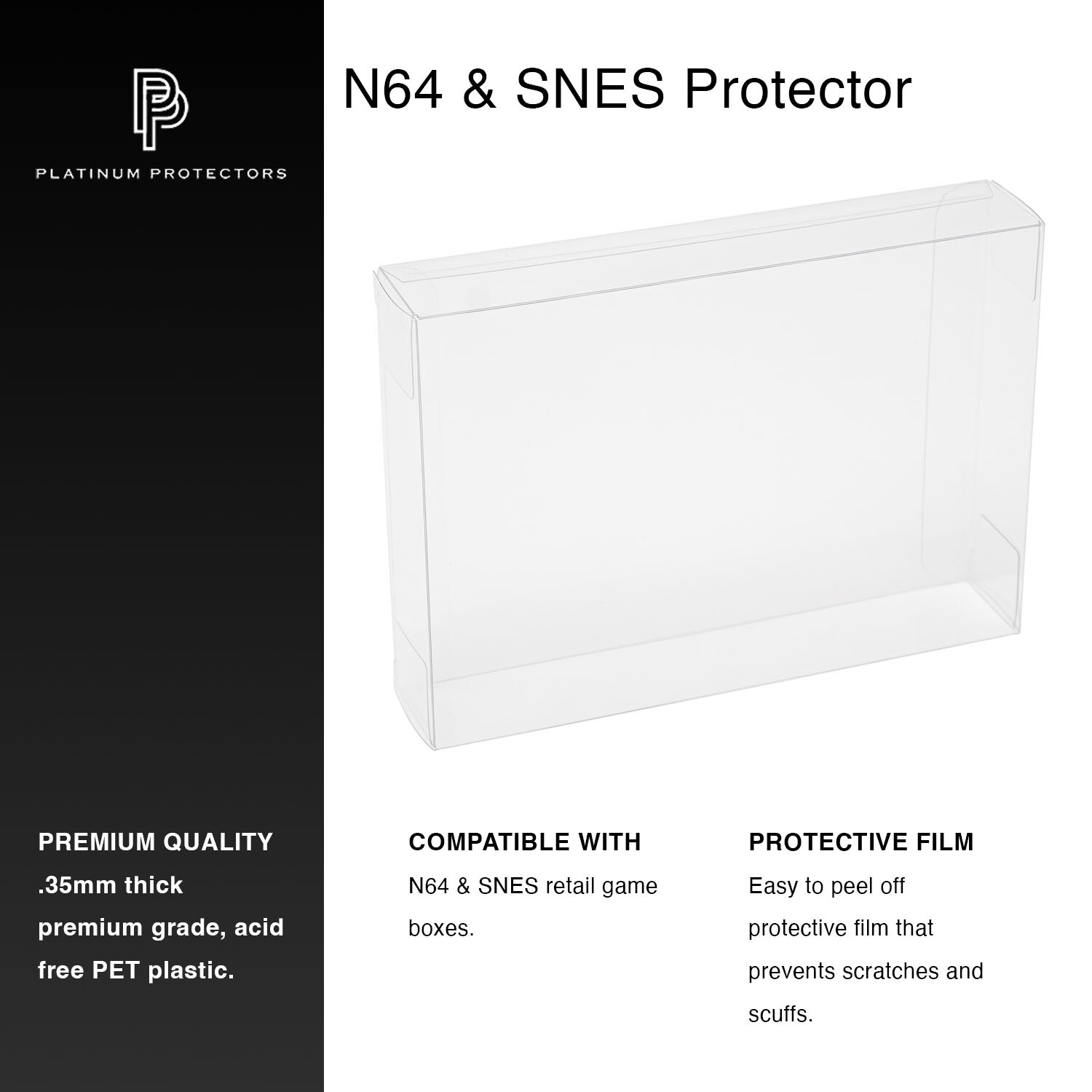 N64 Super Nintendo SNES Game Box Protector Case Clear Plastic Thick Sleeve