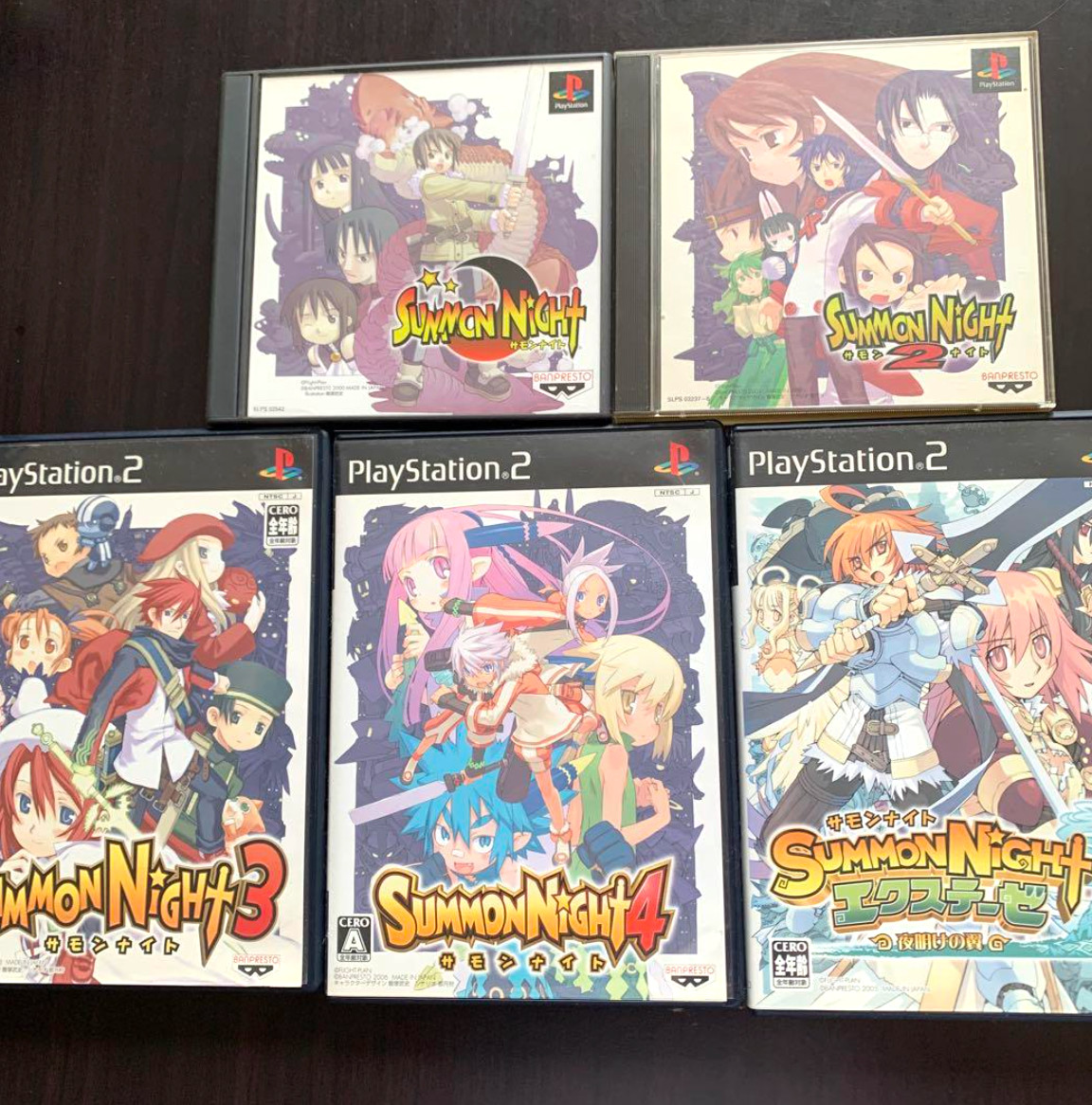 Lot 5 Summon Night 1 2 3 4 EXTESE set PlayStation 1 2 PS2 Japanese Tested