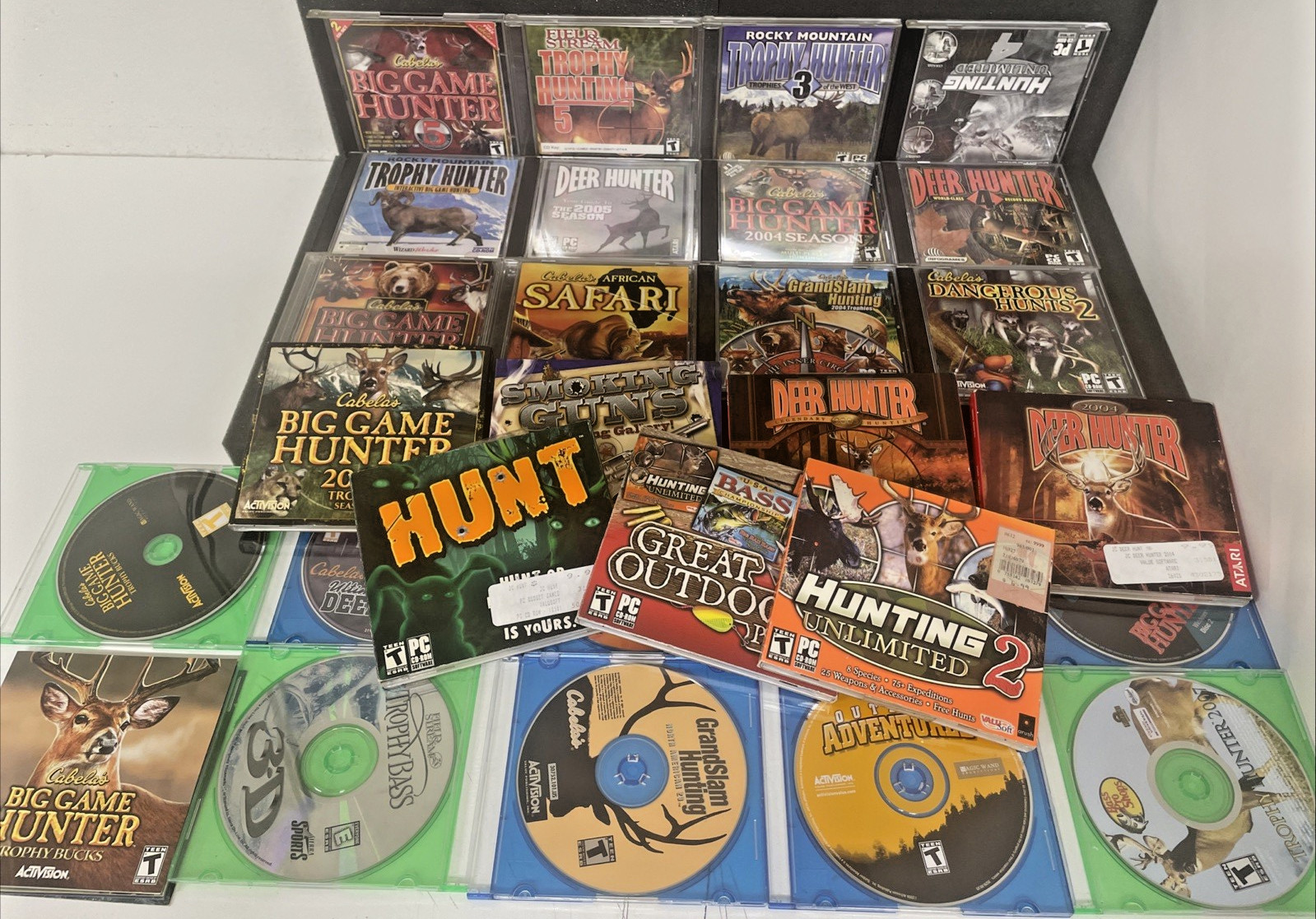 Lot of 28 PC Shooting Games, Cabelas Game Hunter, Trophy Hunter, Safari Etc.