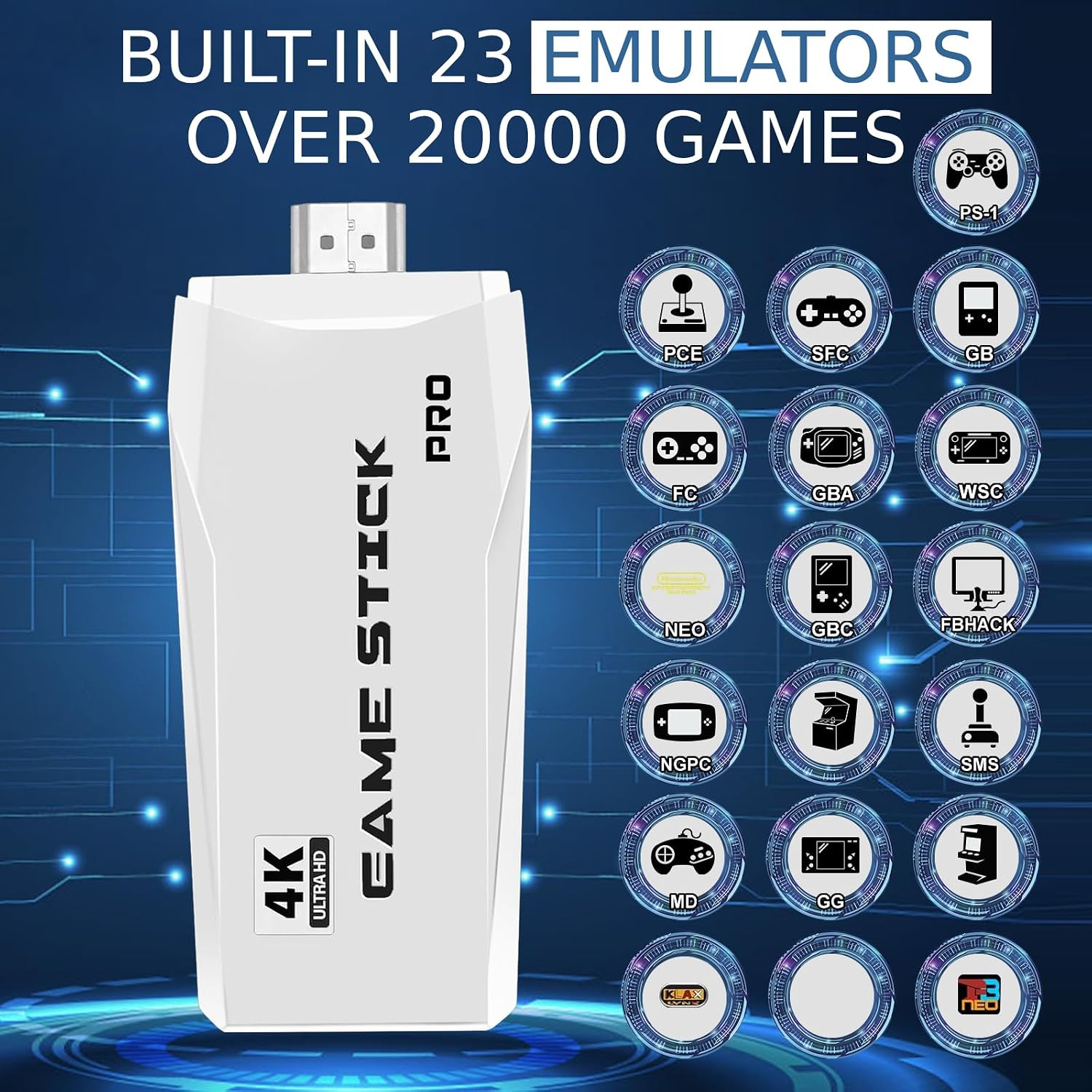Retro Game Console with 20,000+ Games, 4K HDMI, and Wireless Controllers