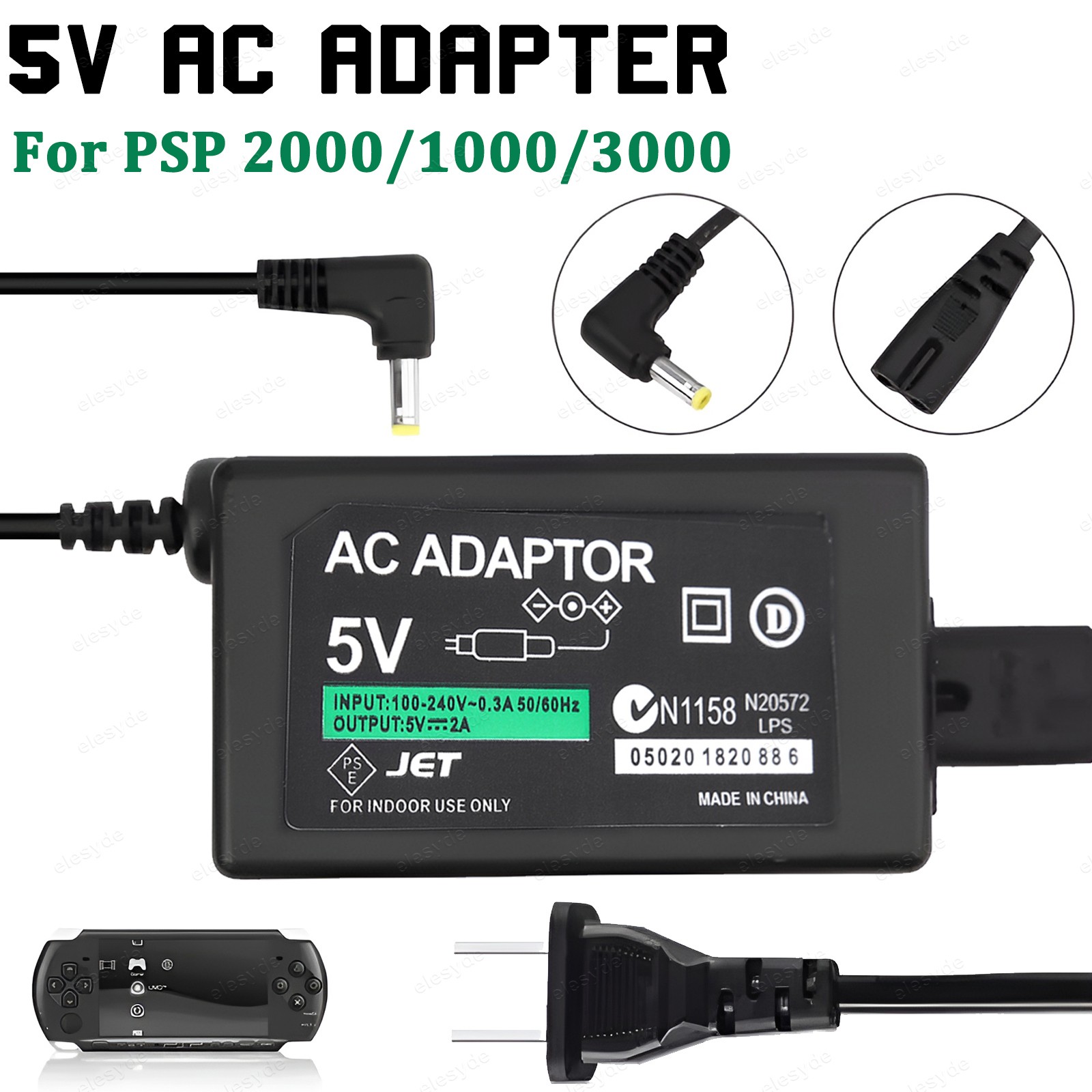 5V AC Adapter Power Supply Home Wall Travel Charger for Sony PSP 1000 2000 3000