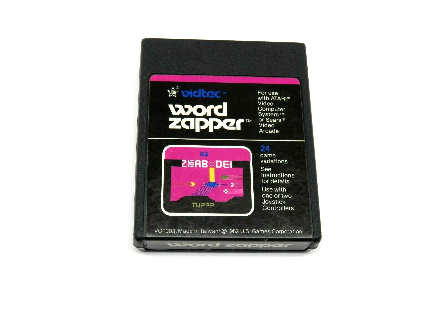 Word Zapper (Atari 2600, 1982) By US Games Vidtec (Cartridge & Manual) NTSC