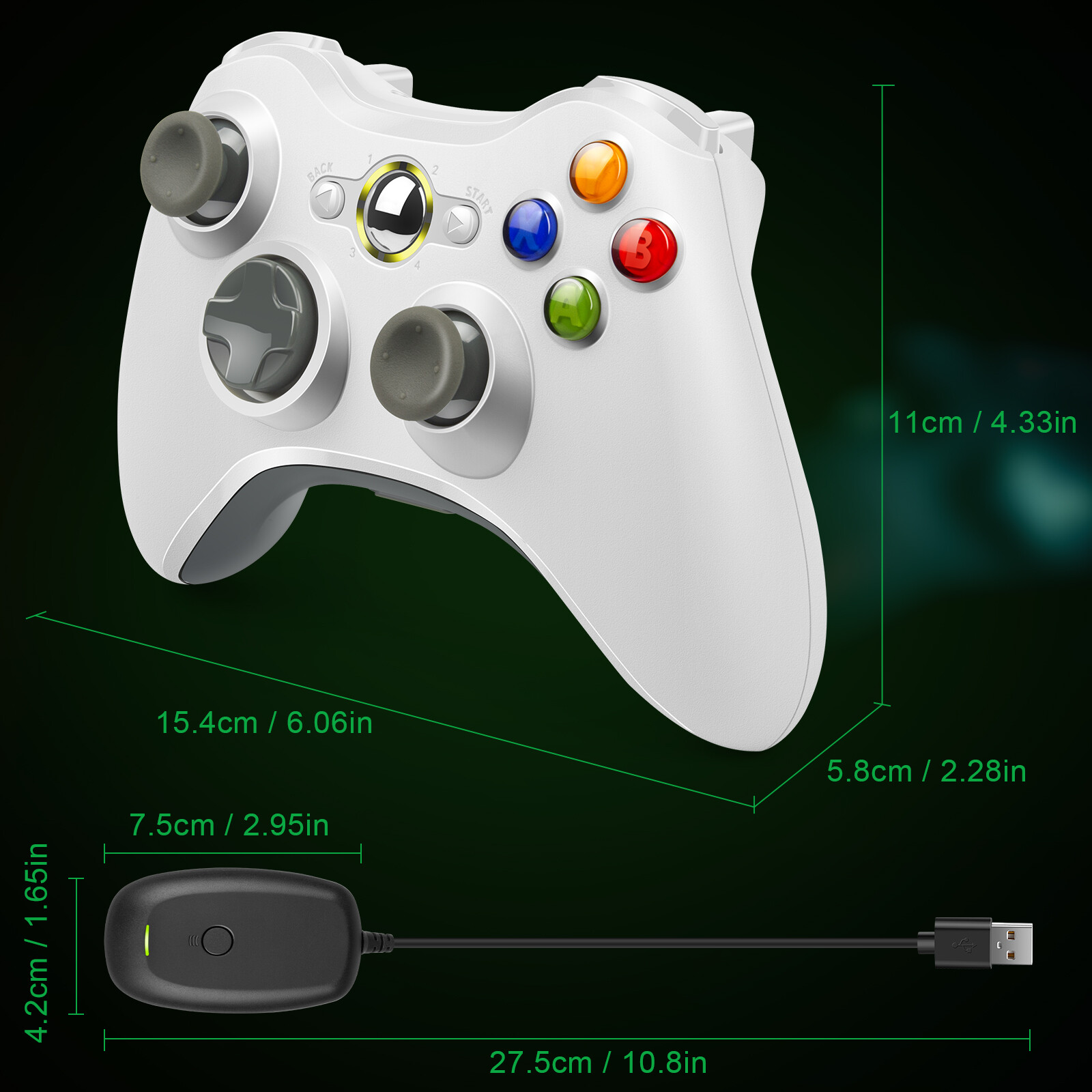 Wireless & Wired Controller For Xbox 360 / Windows 7 8 10 11 PC Gamepad Joystick