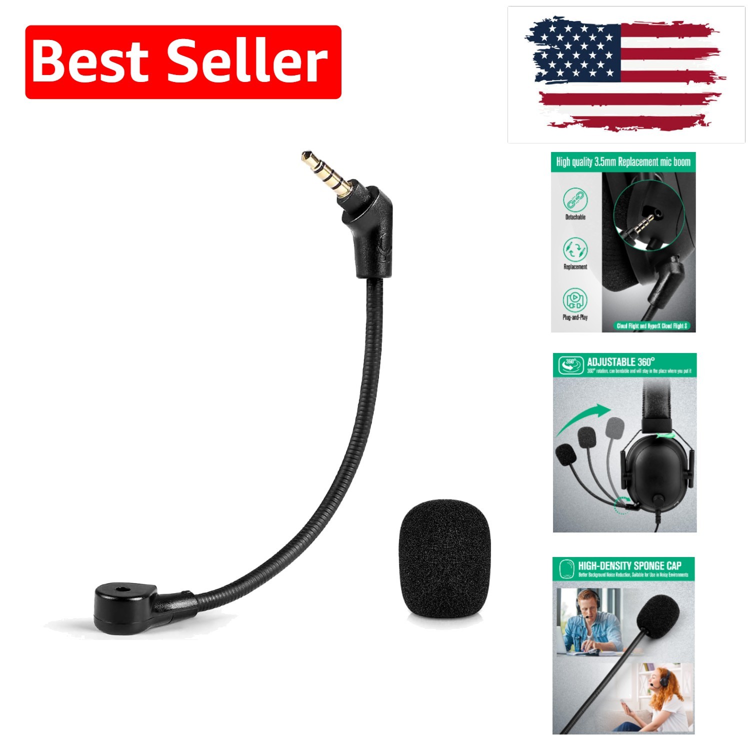 Hyperx Headset Mic Replacement Cloud Flight 3.5mm Jack Detachable Microphone …