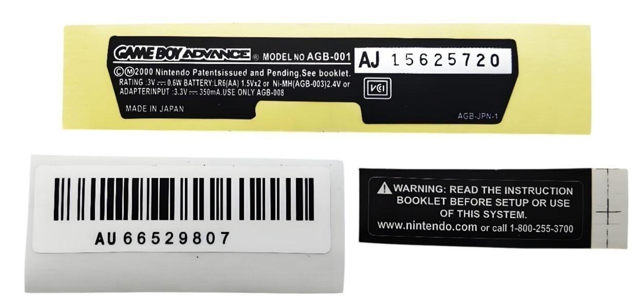 Replacement OEM Stickers For Nintendo Gameboy Advance SP Label GBA SP AGS-001