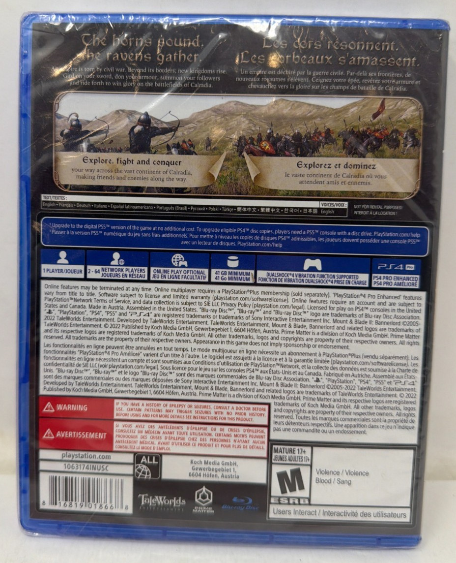 Mount & Blade 2: Bannerlord PlayStation 4 Brand New & Factory Sealed!