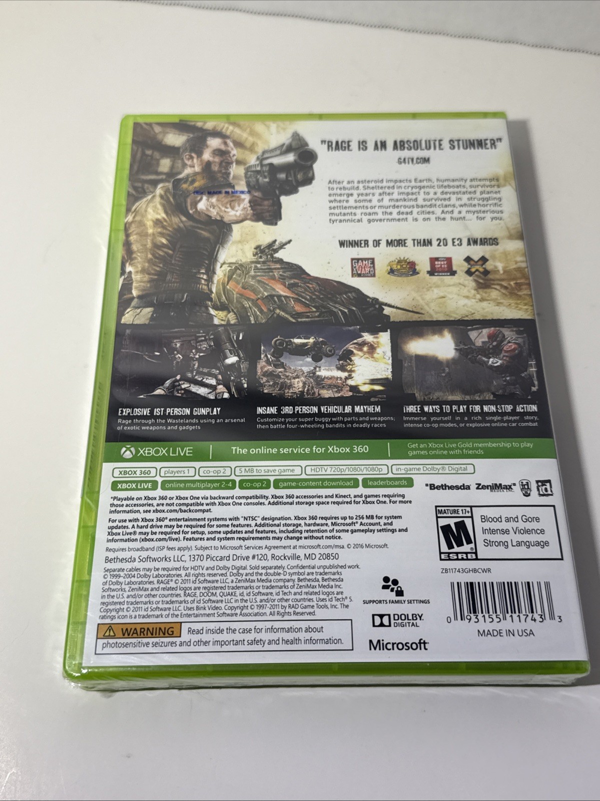 RAGE XBOX ONE & XBOX 360 Greatest Hits Factory Sealed