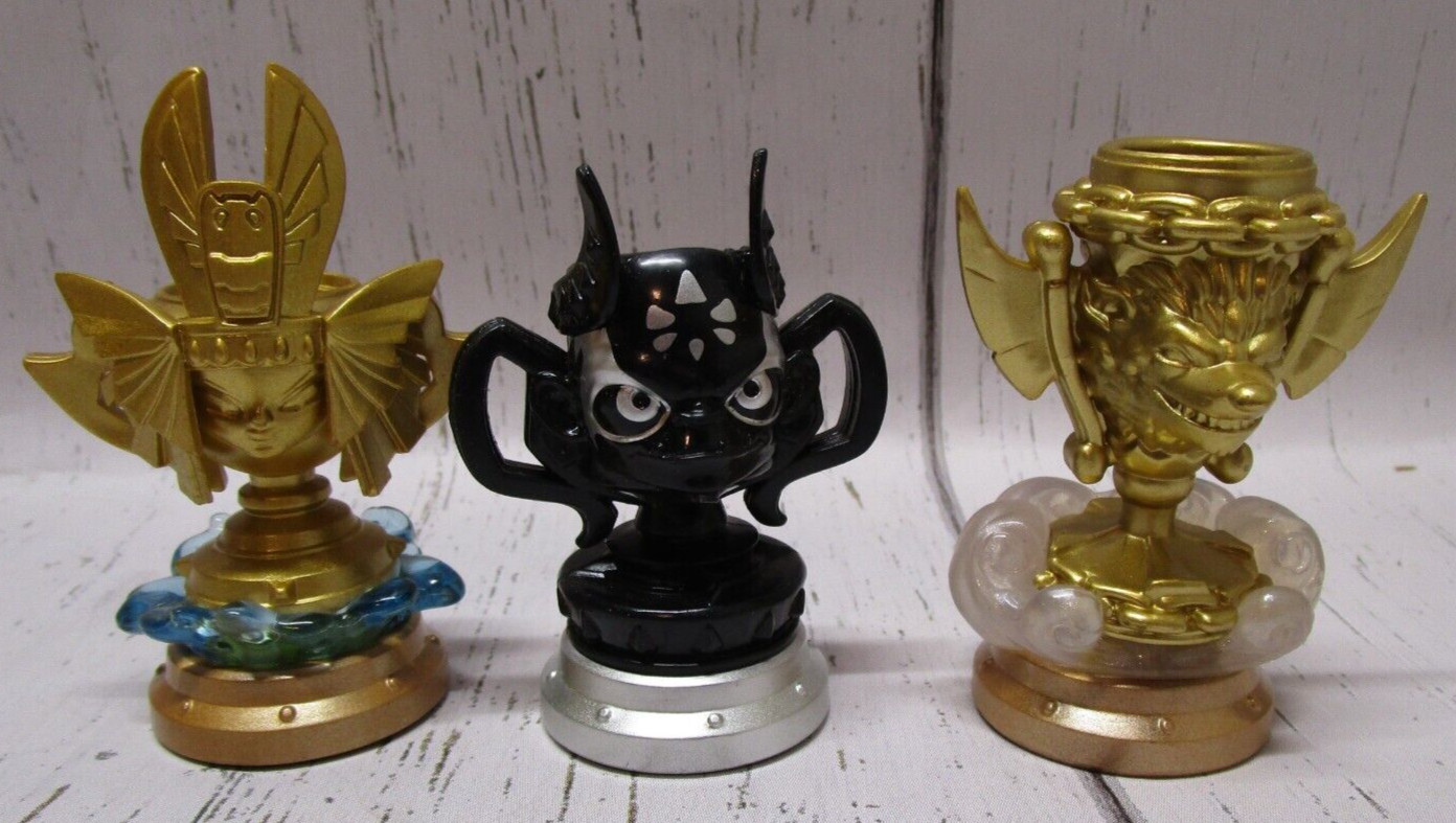 Lot of 3 Skylanders SuperChargers Trophy Set Kaos Sky Wolfgang Sea Golden Queen