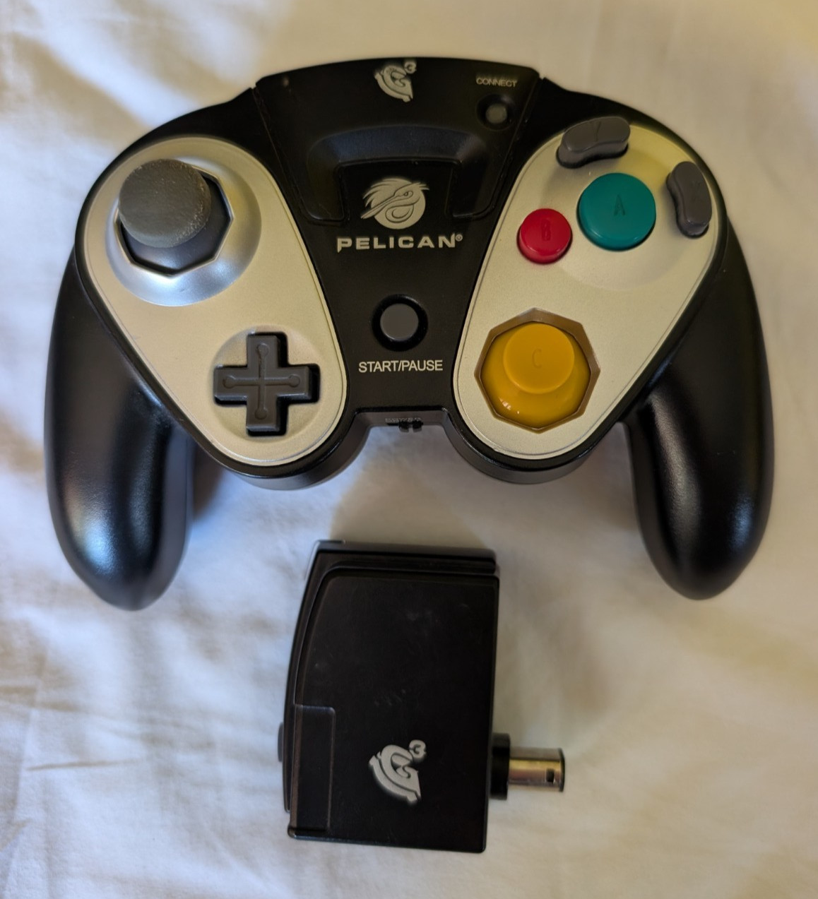 Nintendo Gamecube Black Pelican Controller with Receiver TESTED