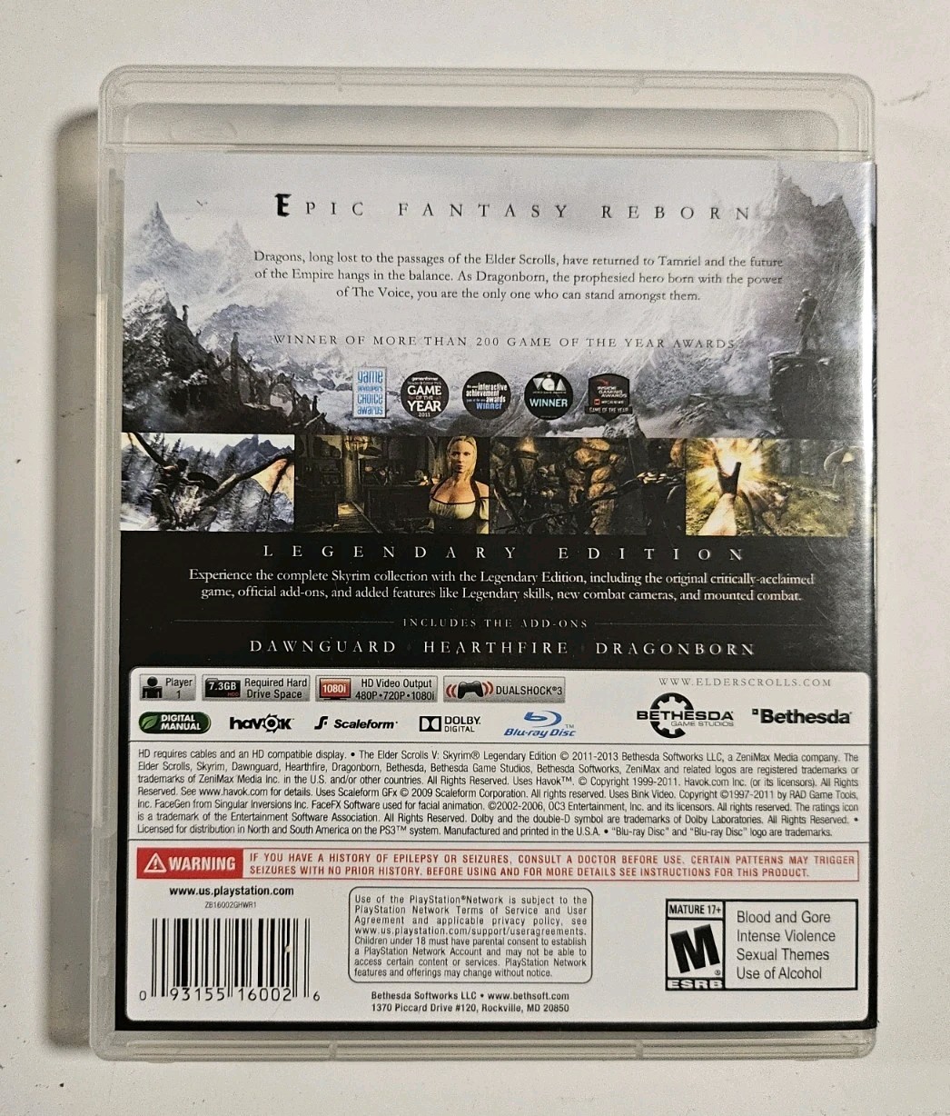 Skyrim PS3 Original Release W/ Manual Tested